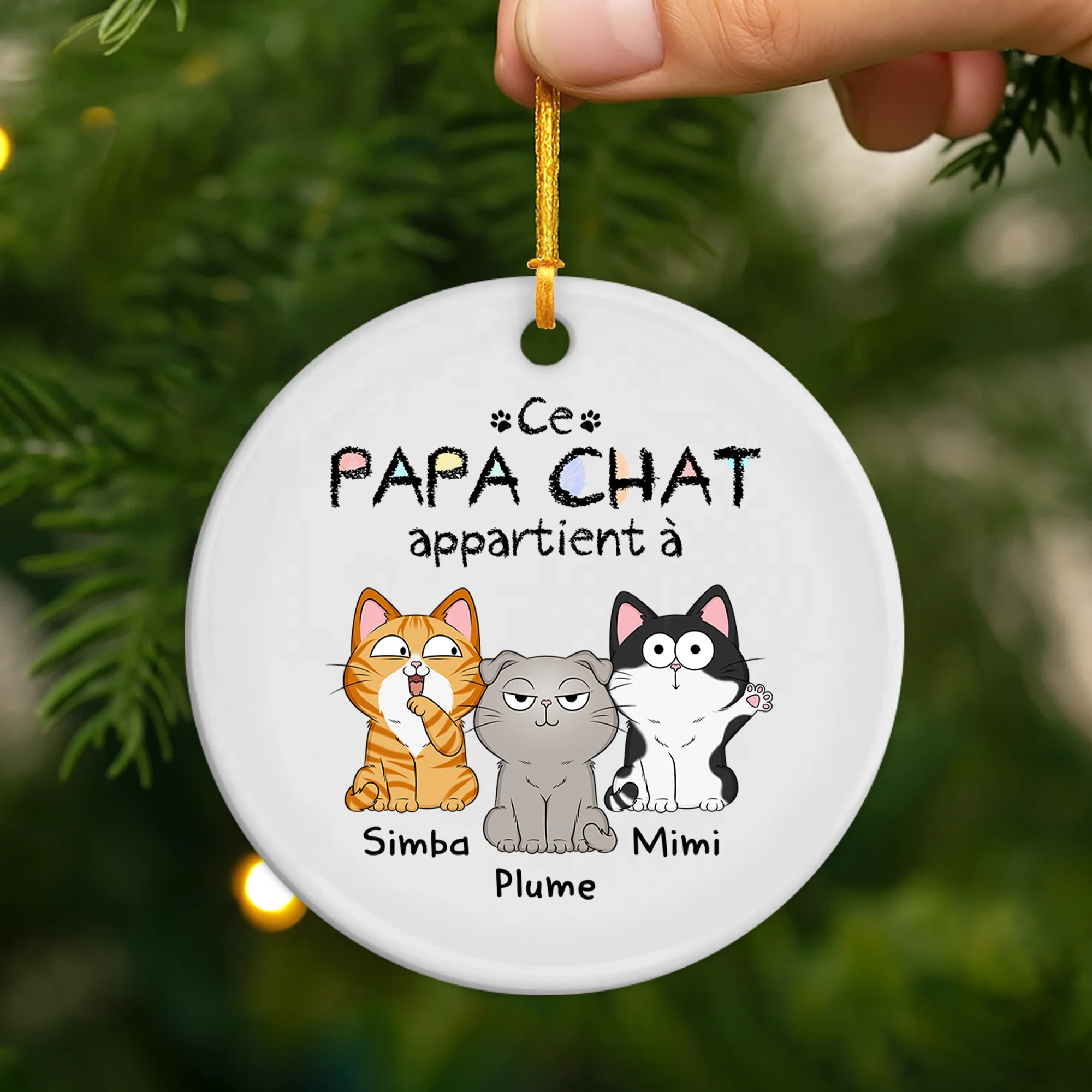 Ornement Céramique Personnalisé Avec Chat Mignon - Cette Maman Appartient À - Image 2