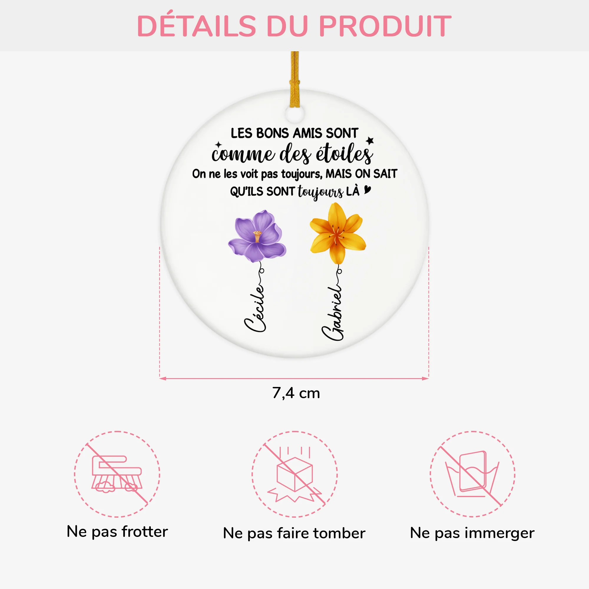 Ornement Céramique Personnalisé - Bonnes Amies Comme Des Étoiles - Image 3
