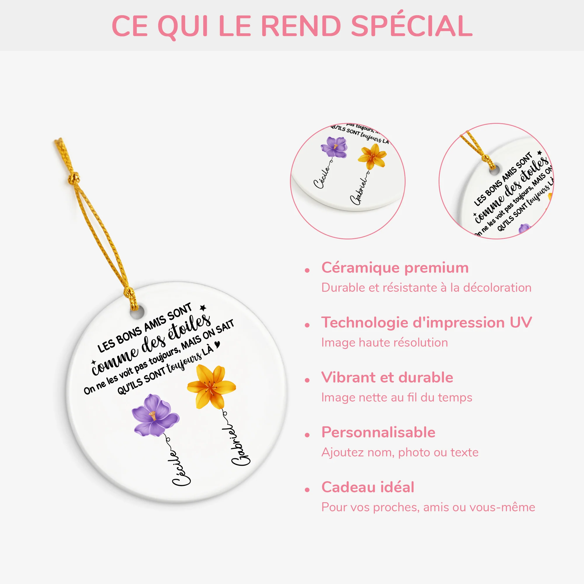 Ornement Céramique Personnalisé - Bonnes Amies Comme Des Étoiles - Image 4