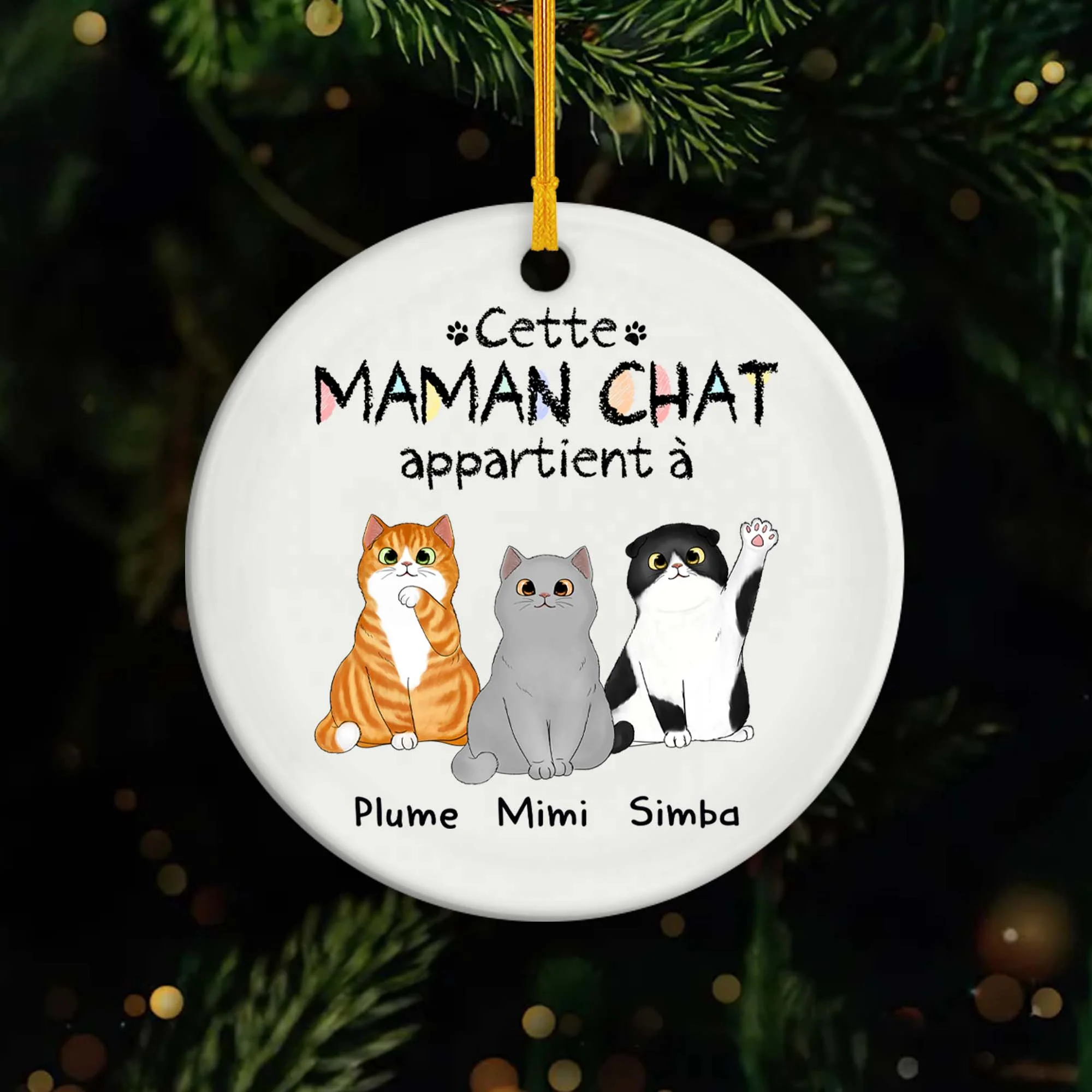 Ornement Céramique Personnalisé - Cette Maman Chat Appartient À