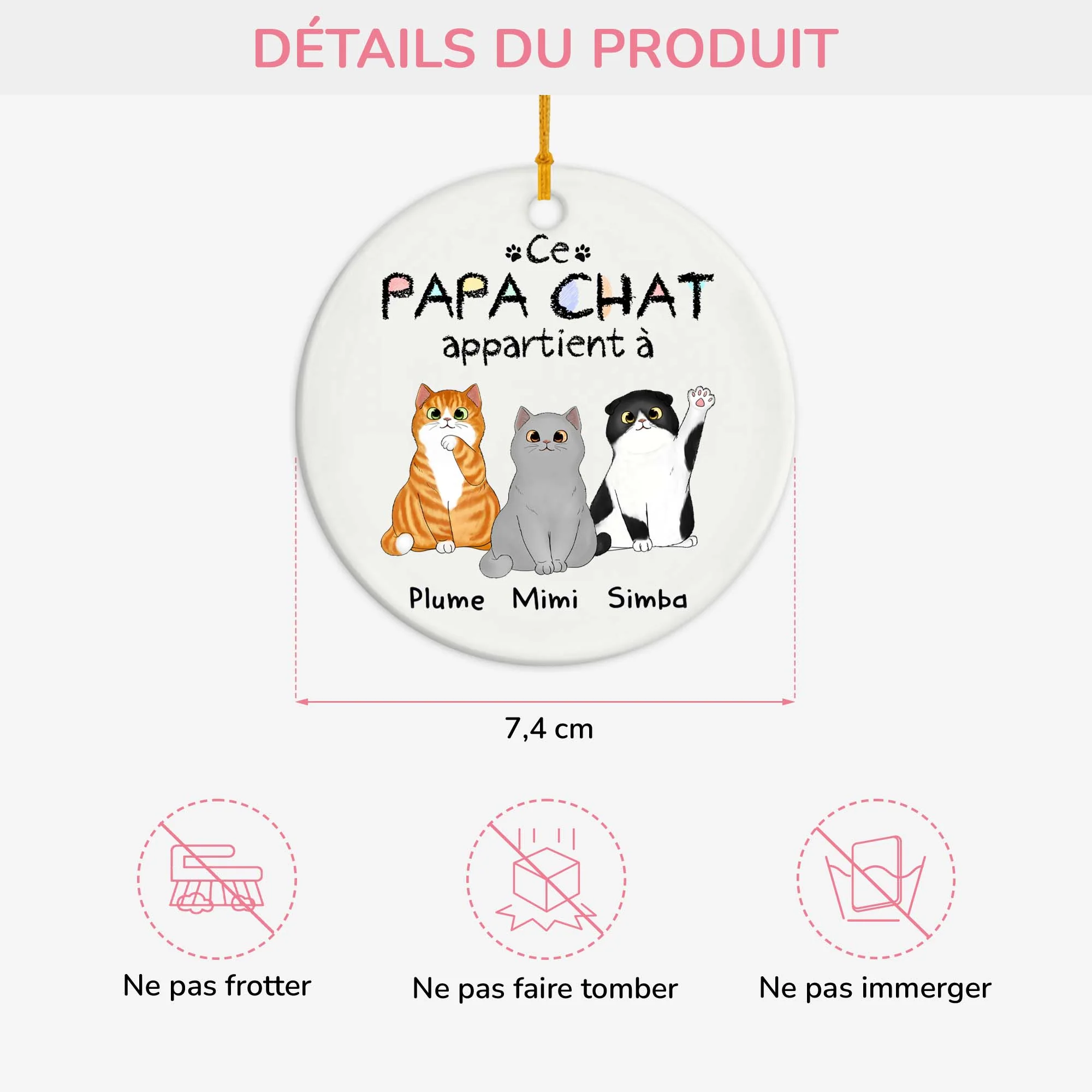 Ornement Céramique Personnalisé - Cette Maman Chat Appartient À - Image 3