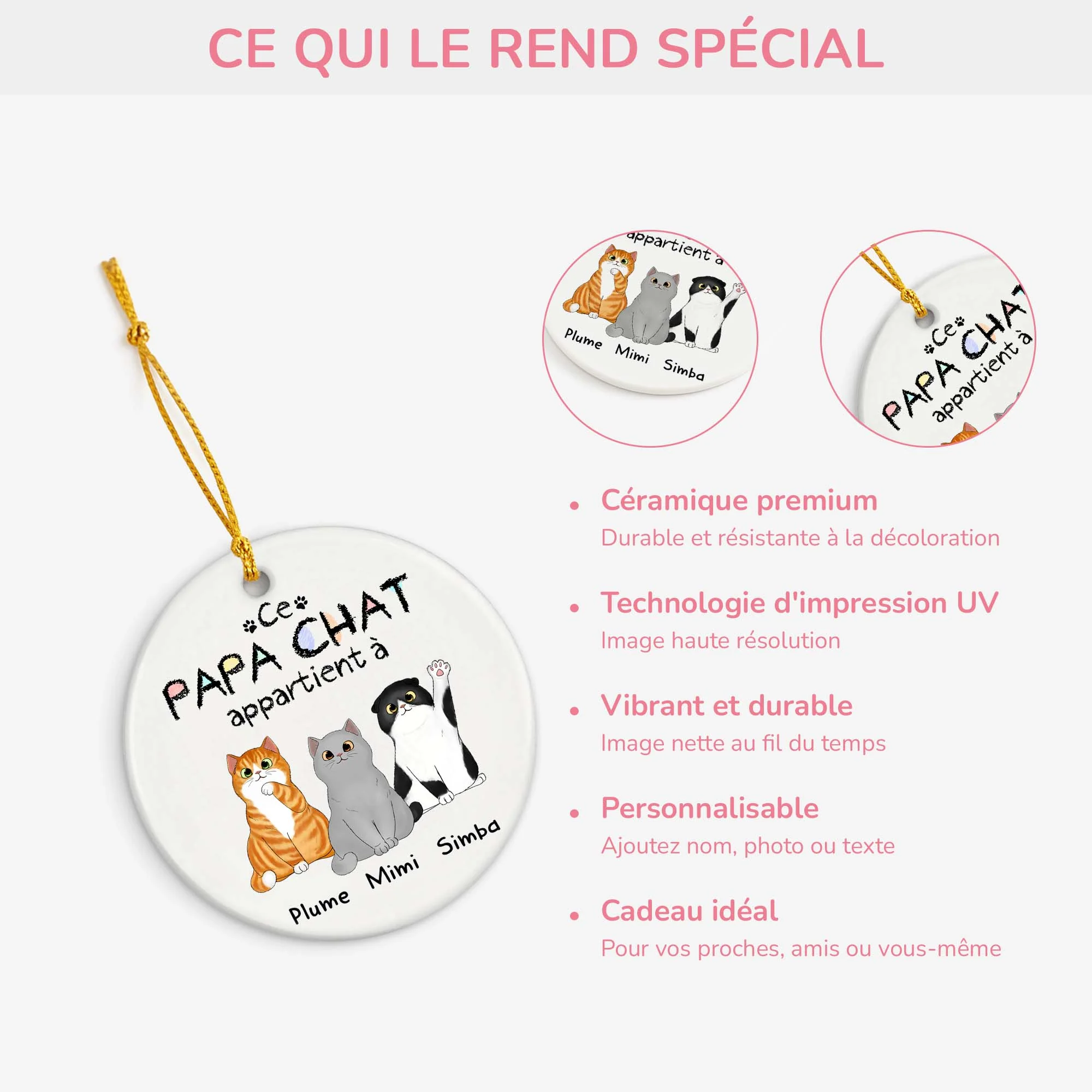 Ornement Céramique Personnalisé - Cette Maman Chat Appartient À - Image 4