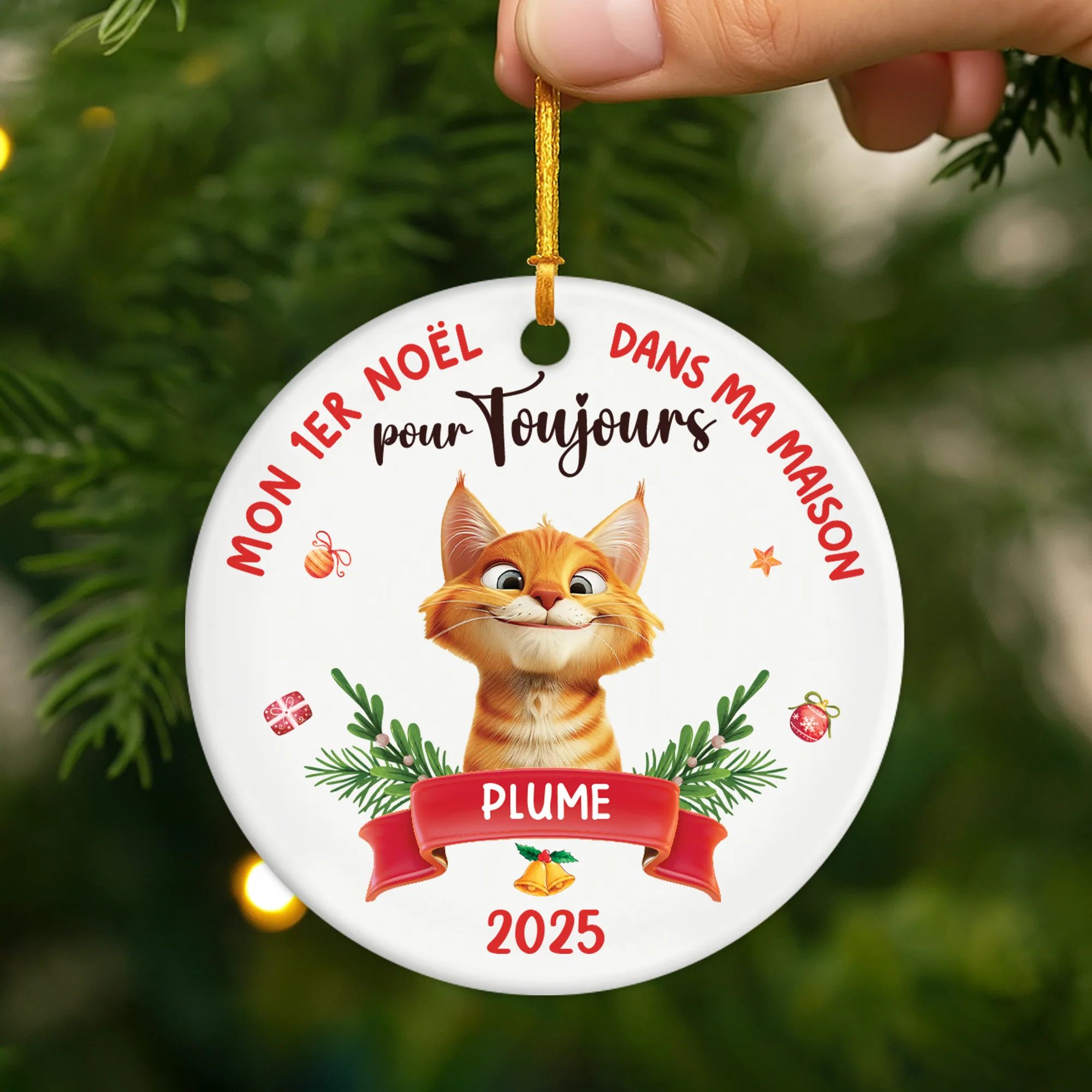 Ornement Céramique Personnalisé Chat - Mon Premier Noël Dans Ma Maison Pour Toujours - Image 2