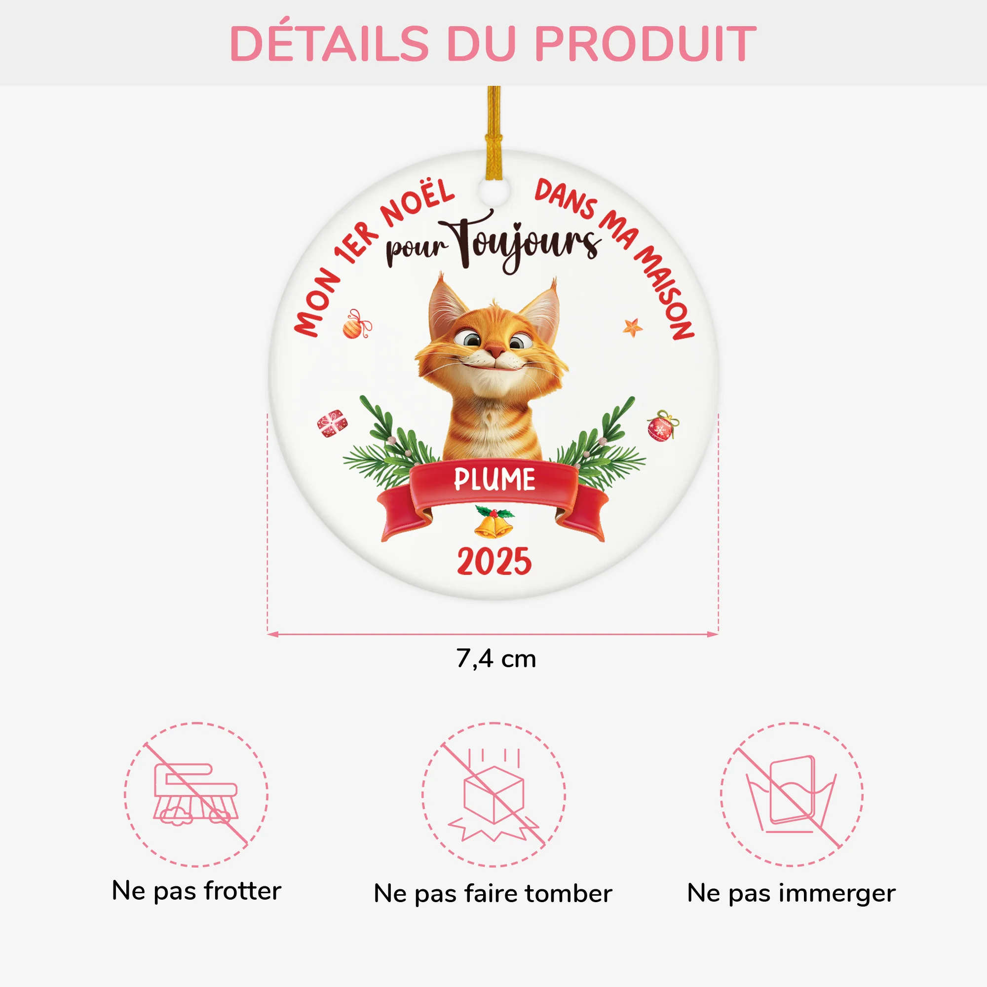Ornement Céramique Personnalisé Chat - Mon Premier Noël Dans Ma Maison Pour Toujours - Image 3