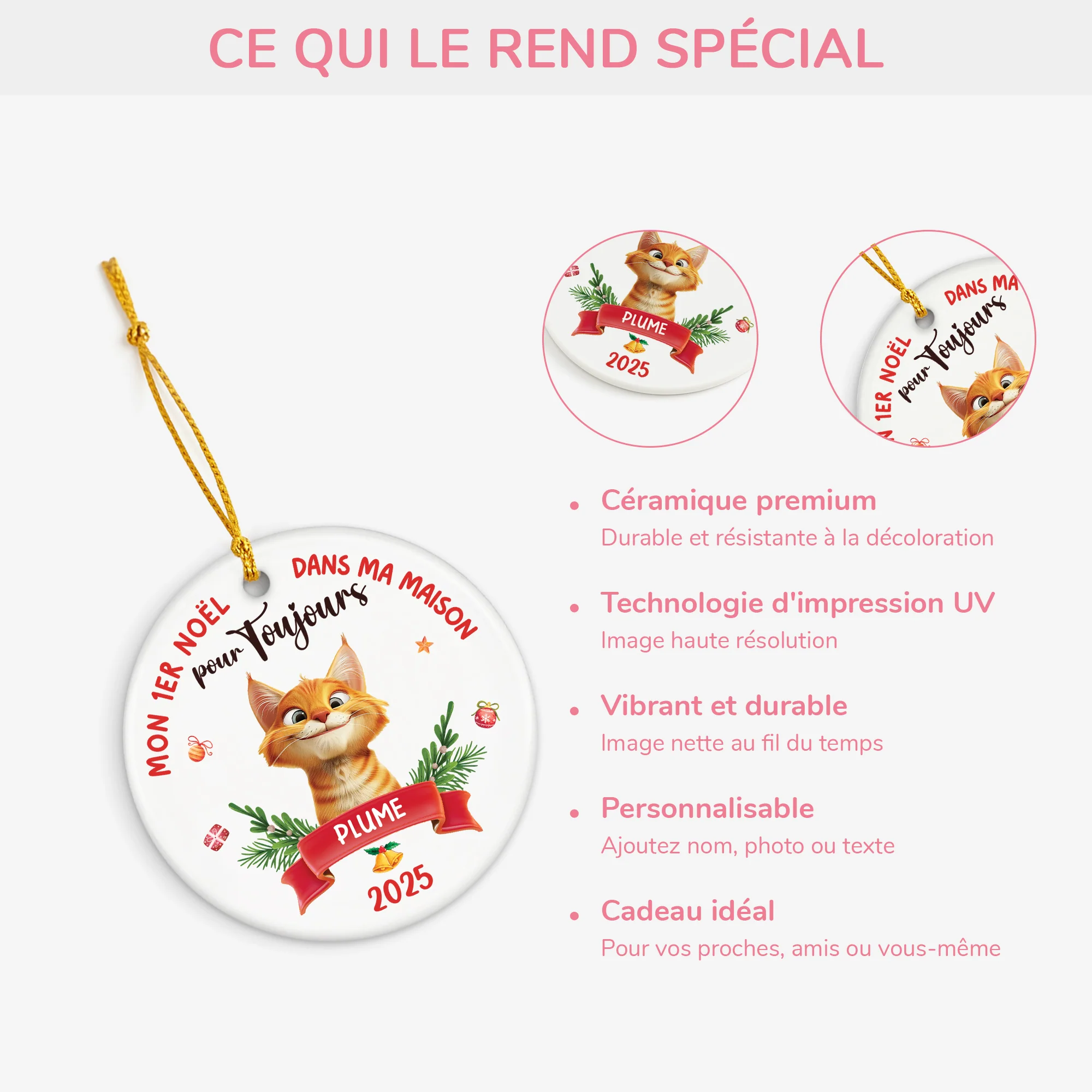 Ornement Céramique Personnalisé Chat - Mon Premier Noël Dans Ma Maison Pour Toujours - Image 4