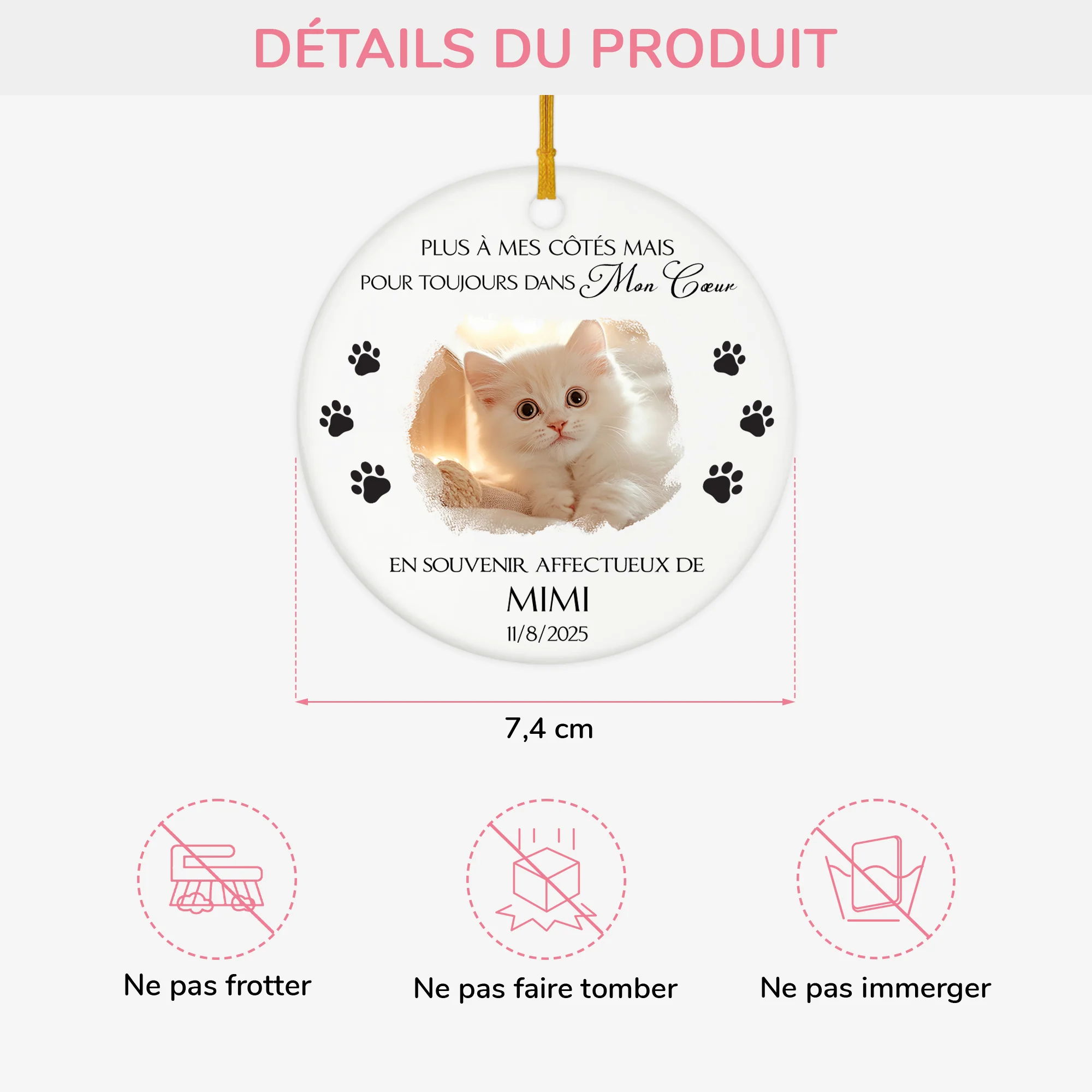 Ornement Céramique Personnalisé Chat Photo - Les Anges Parfois Ont Des Pattes - Image 3