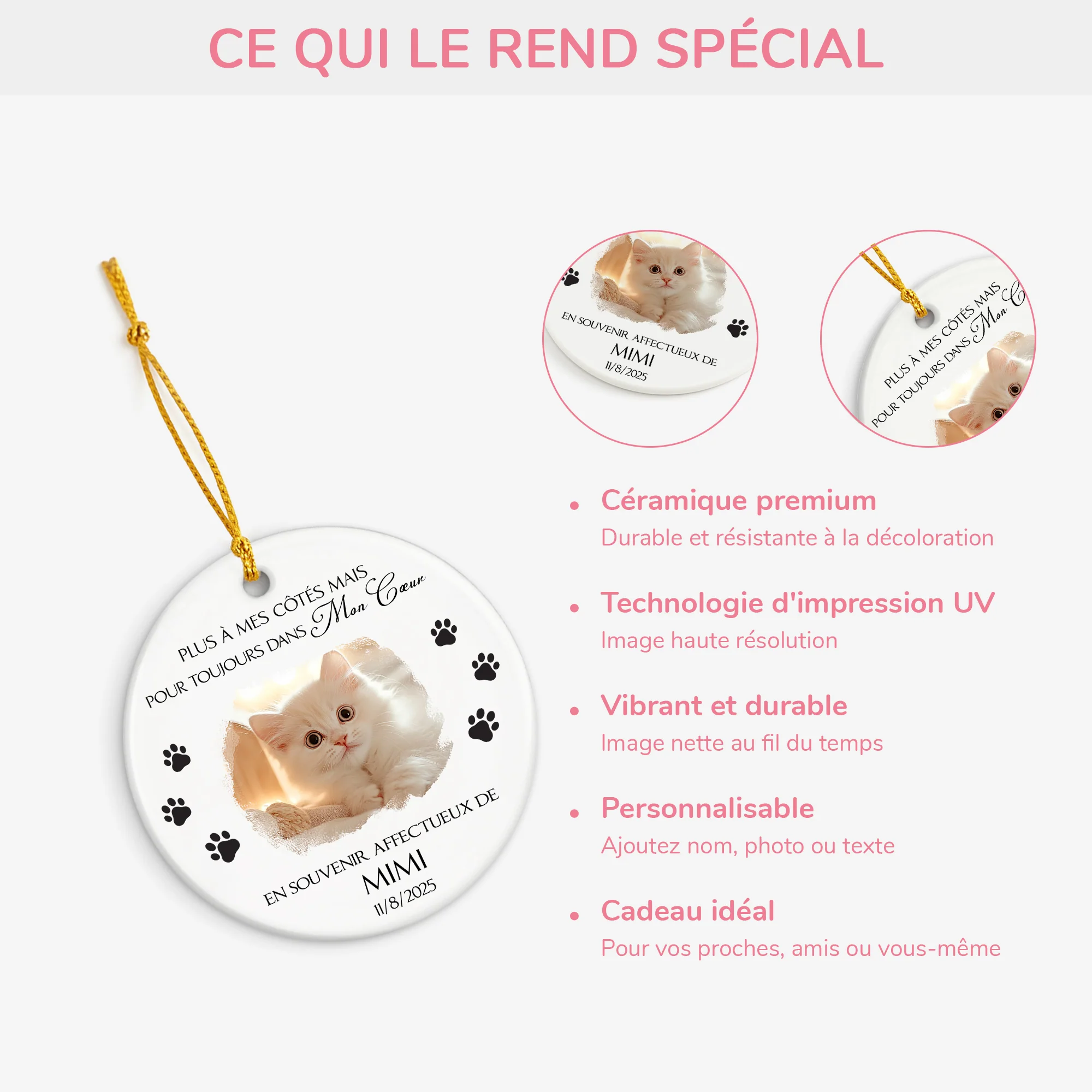 Ornement Céramique Personnalisé Chat Photo - Les Anges Parfois Ont Des Pattes - Image 4