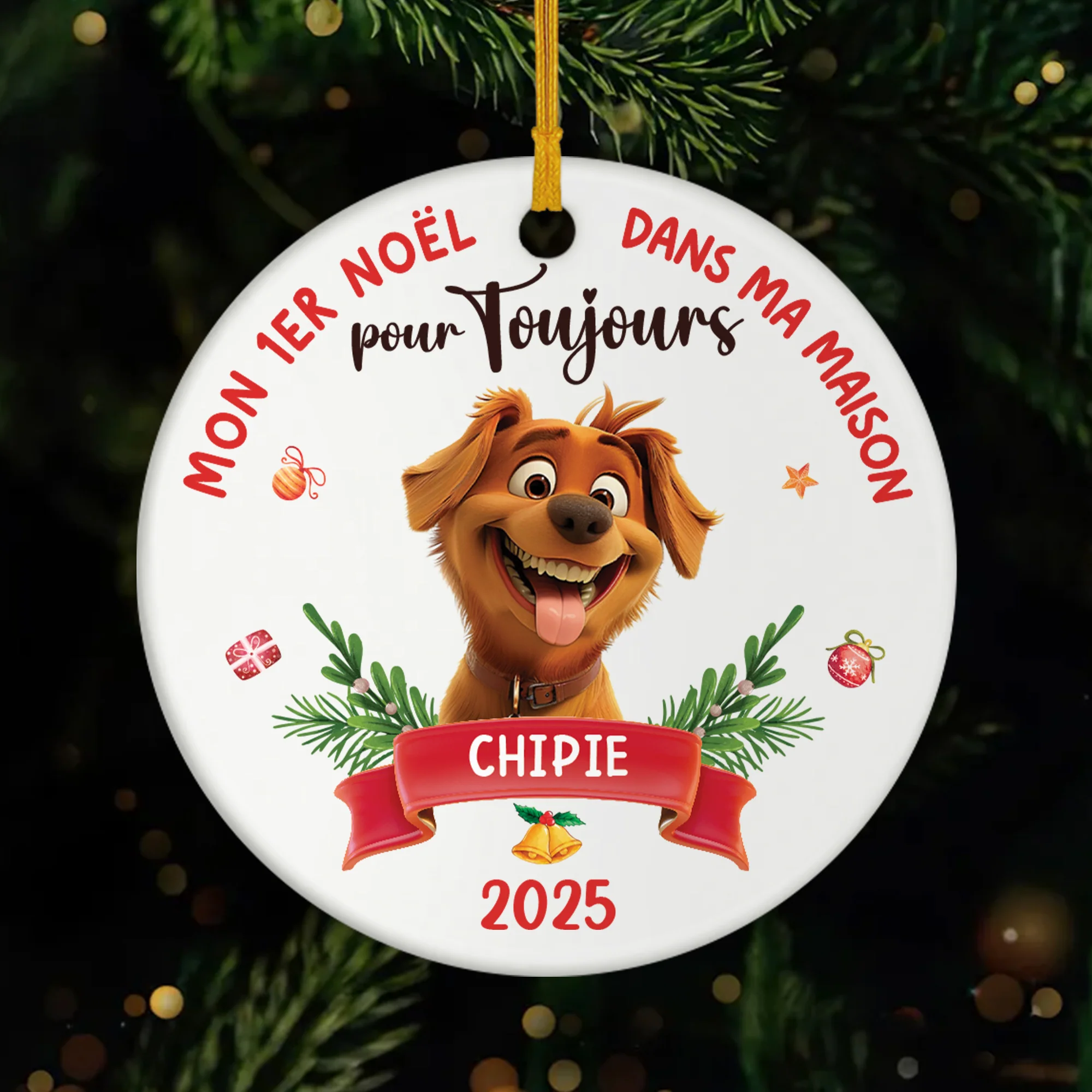 Ornement Céramique Personnalisé Chien - Mon Premier Noël