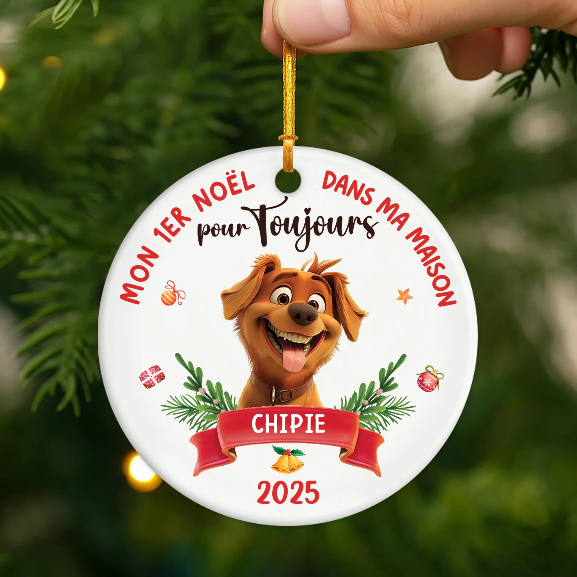 Ornement Céramique Personnalisé Chien - Mon Premier Noël - Image 2