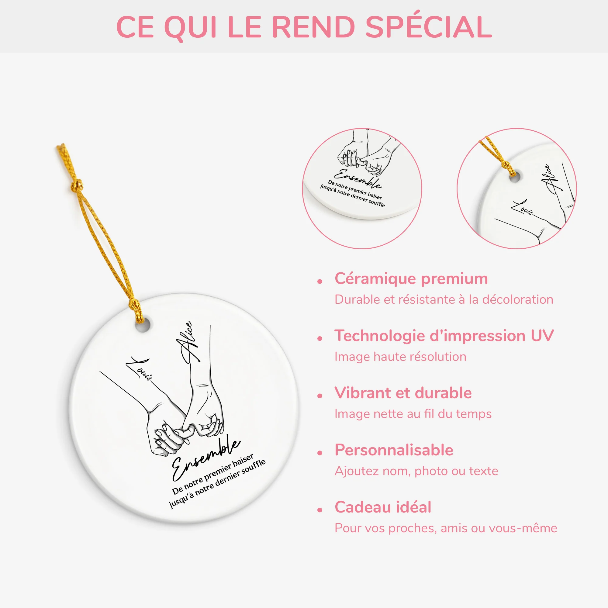 Ornement Céramique Personnalisé Couple - Ensemble - Image 4
