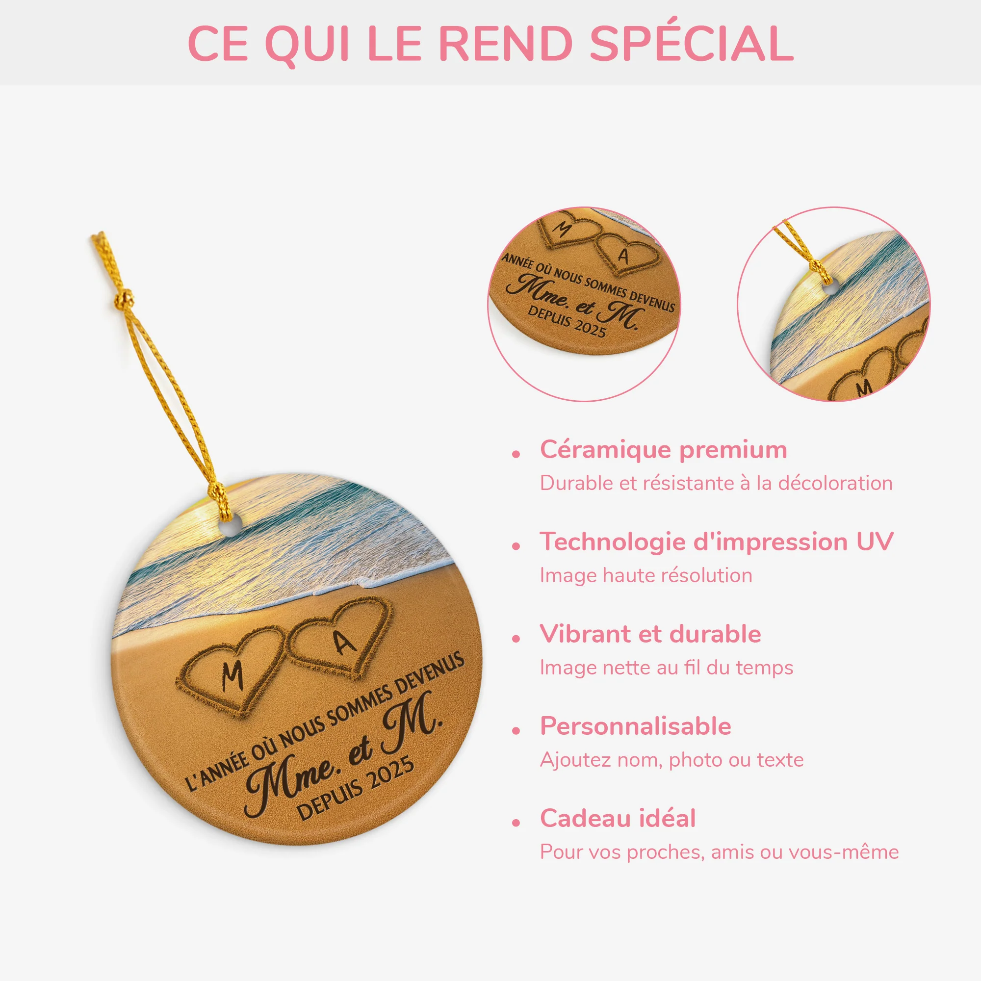 Ornement Céramique Personnalisé Couple - L'année Comme Monsieur Et Madame - Image 4