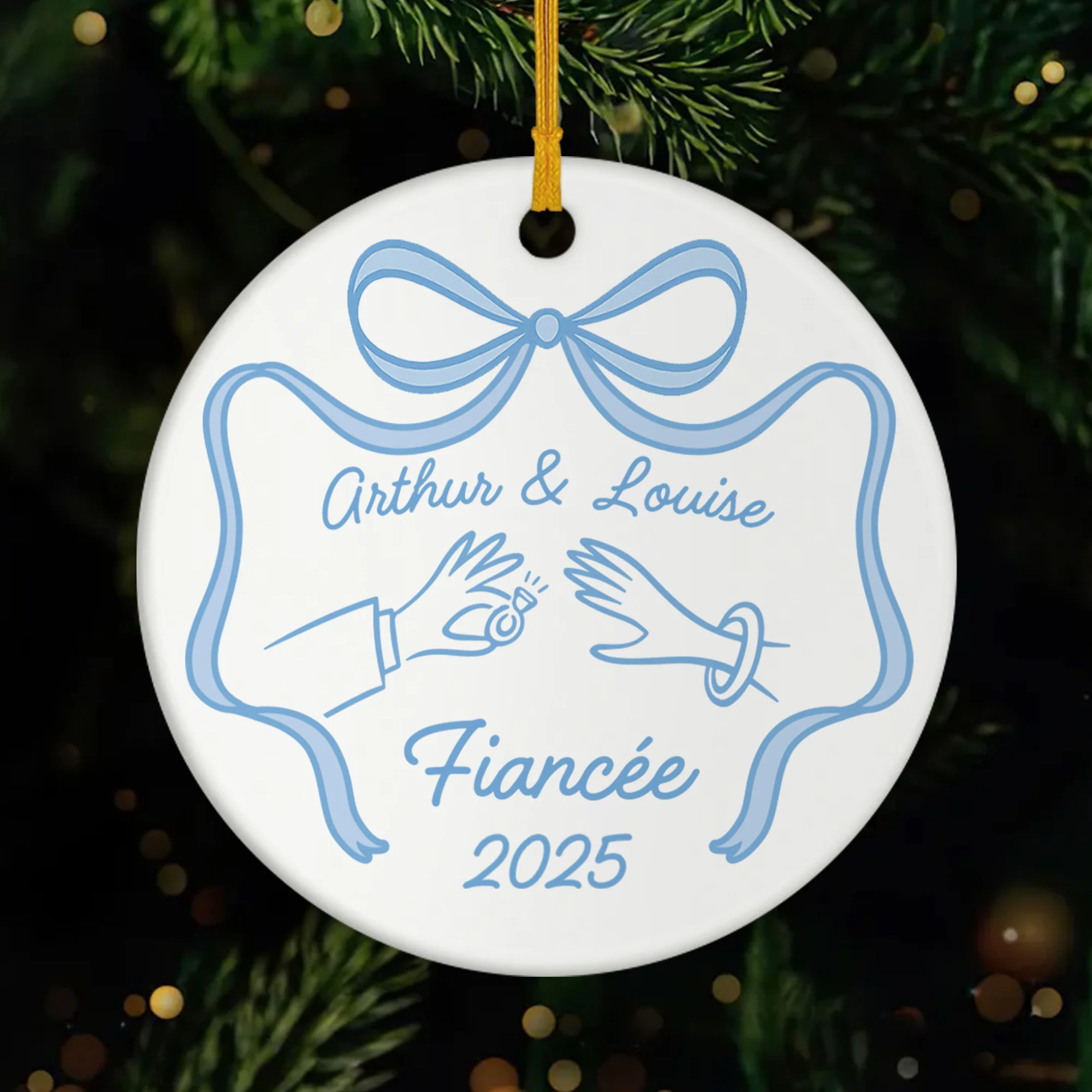 Ornement Céramique Personnalisé Couple - Nous Sommes Fiancés