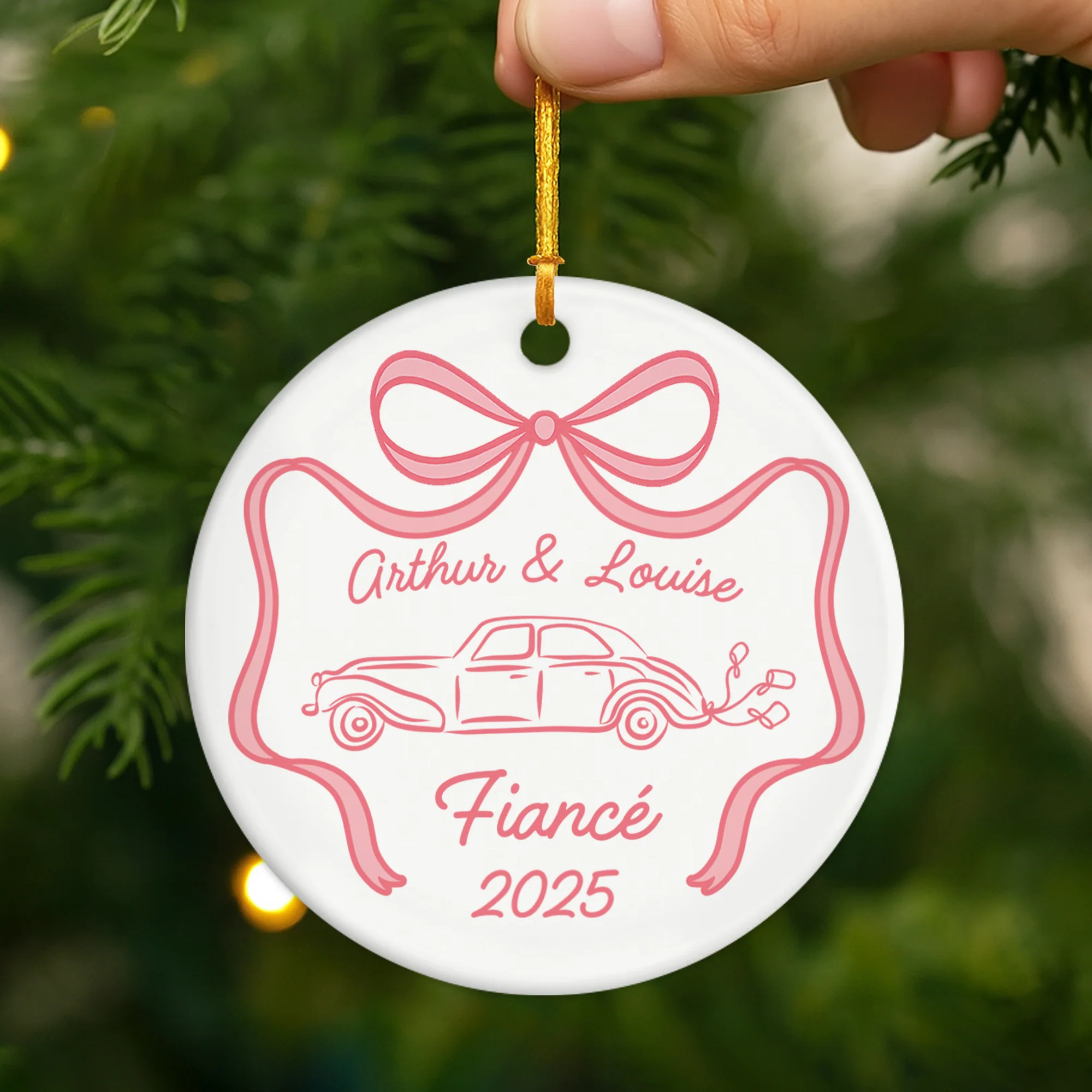 Ornement Céramique Personnalisé Couple - Nous Sommes Fiancés - Image 2