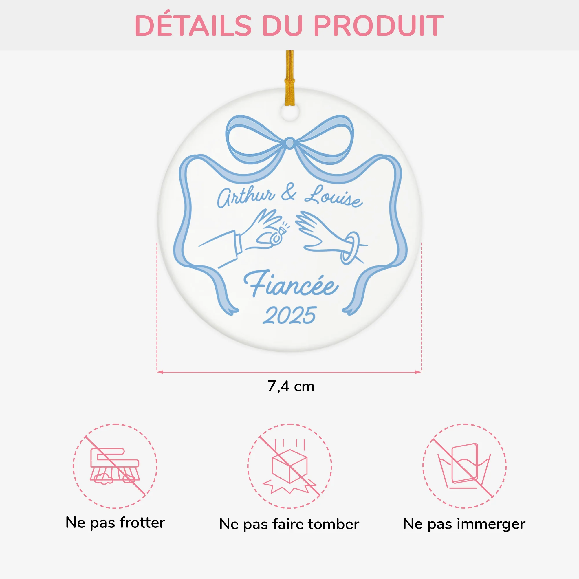 Ornement Céramique Personnalisé Couple - Nous Sommes Fiancés - Image 3