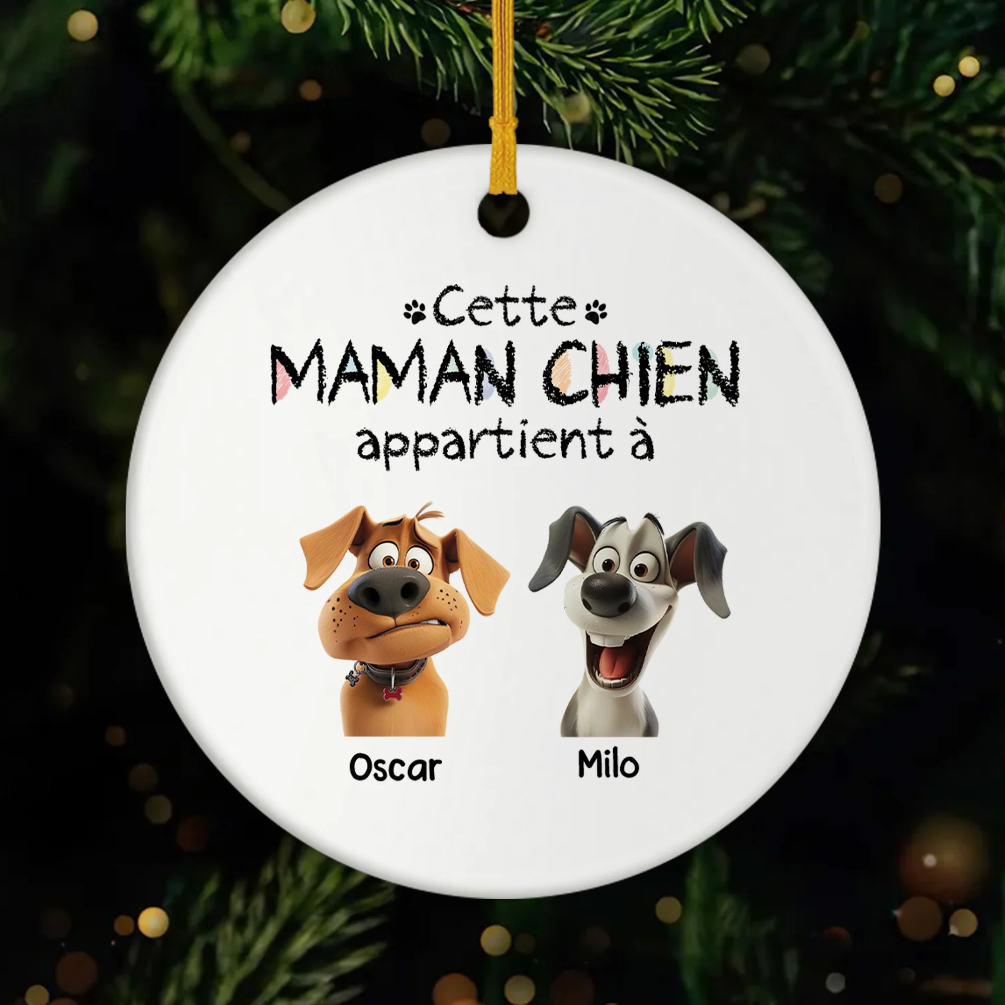 Ornement Céramique Personnalisé De Noël - Cette Maman Chien Appartient À