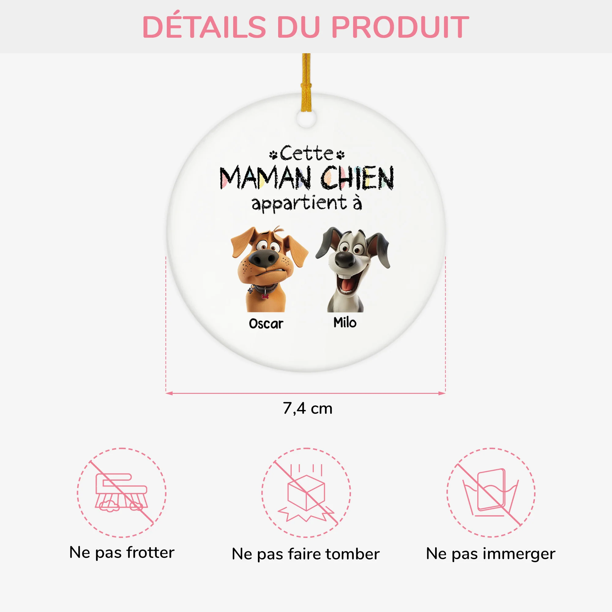 Ornement Céramique Personnalisé De Noël - Cette Maman Chien Appartient À - Image 3