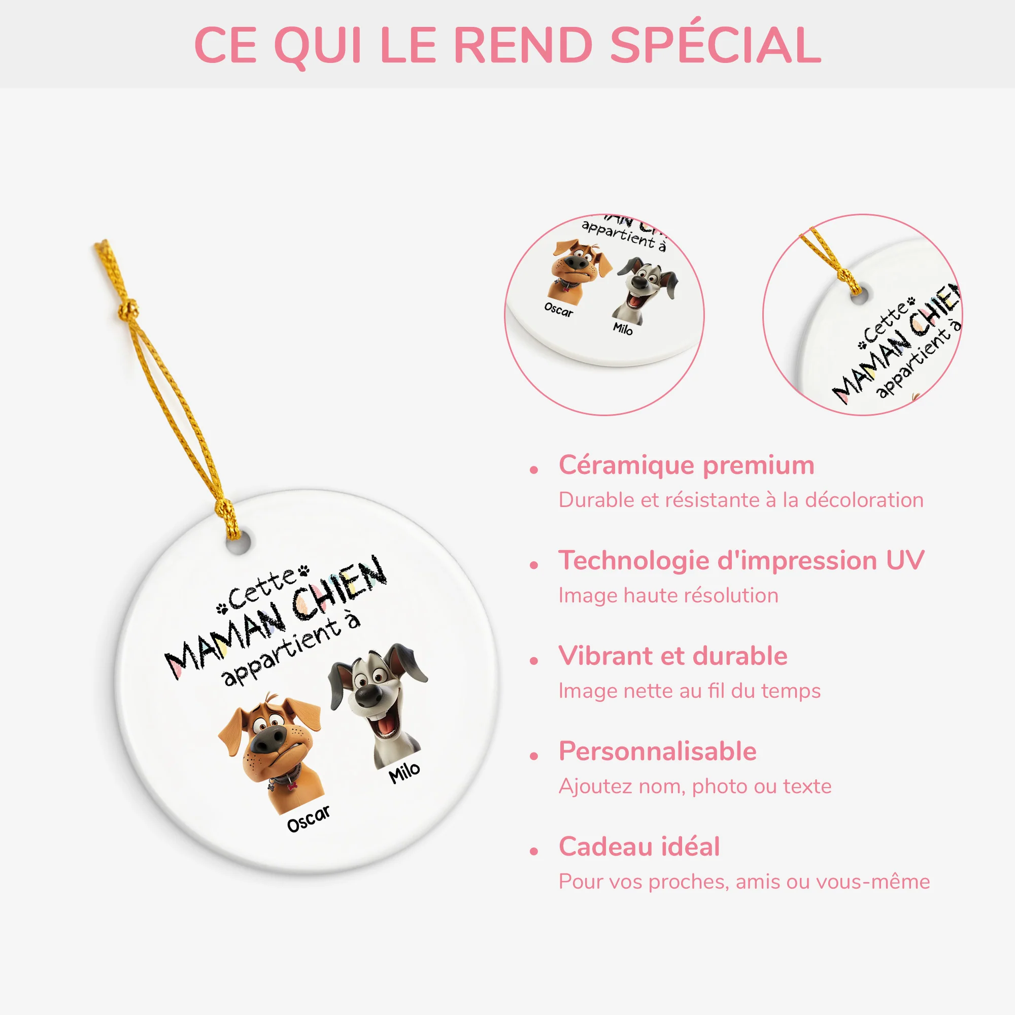 Ornement Céramique Personnalisé De Noël - Cette Maman Chien Appartient À - Image 4