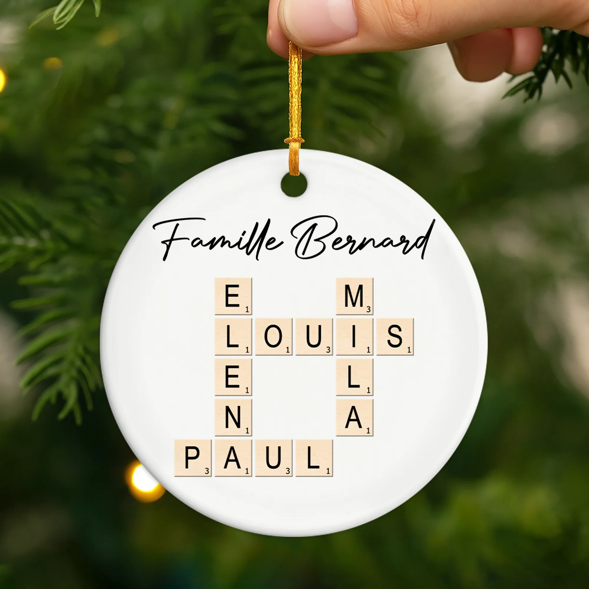 Ornement Céramique Personnalisé Famille - Notre Famille Avec Mots Croisés - Image 2