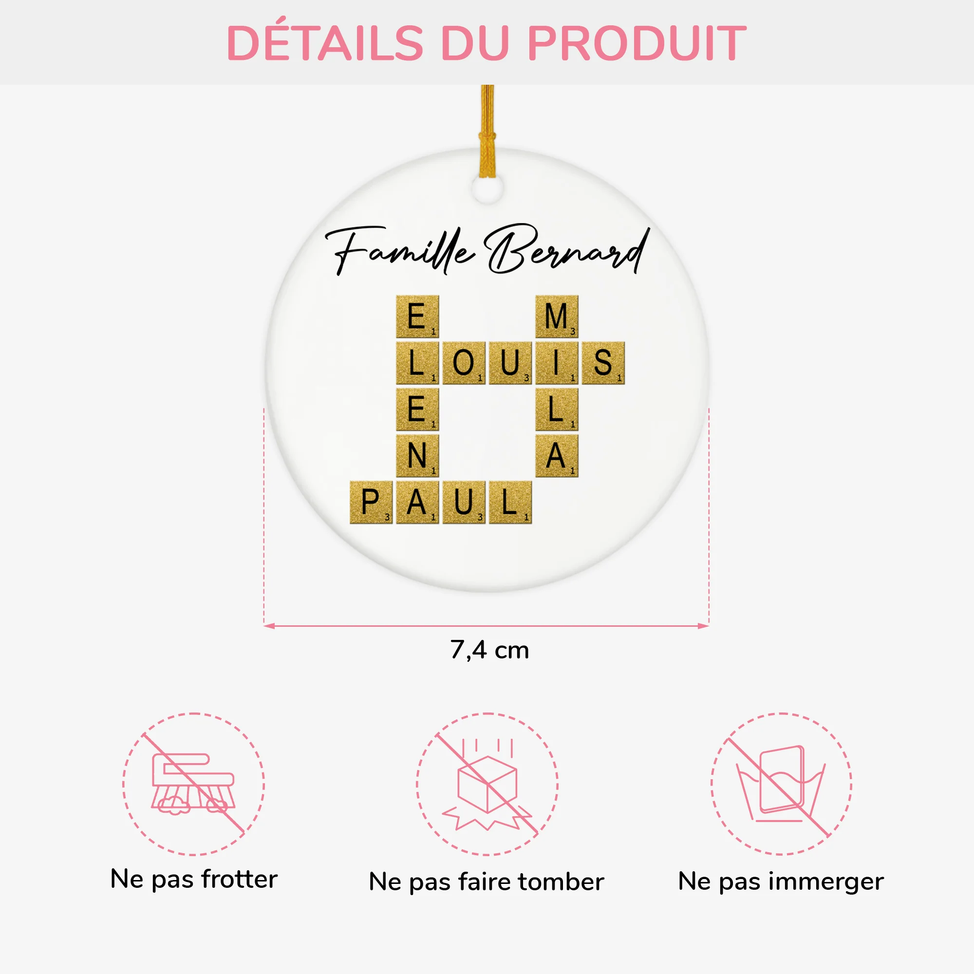 Ornement Céramique Personnalisé Famille - Notre Famille Avec Mots Croisés - Image 3