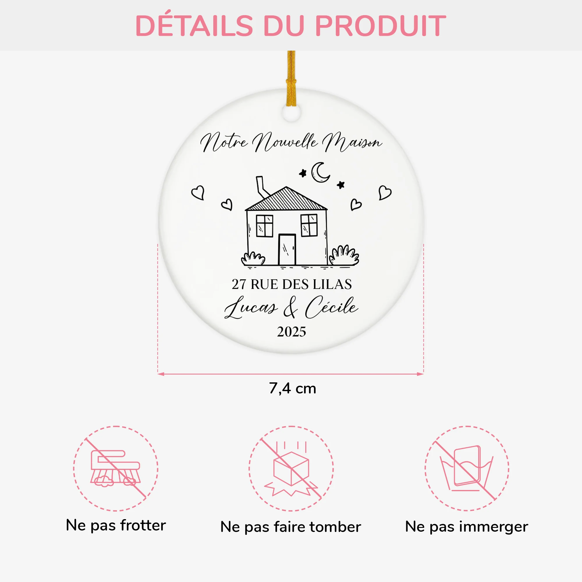 Ornement Céramique Personnalisé Famille - Notre Nouvelle Maison - Image 3