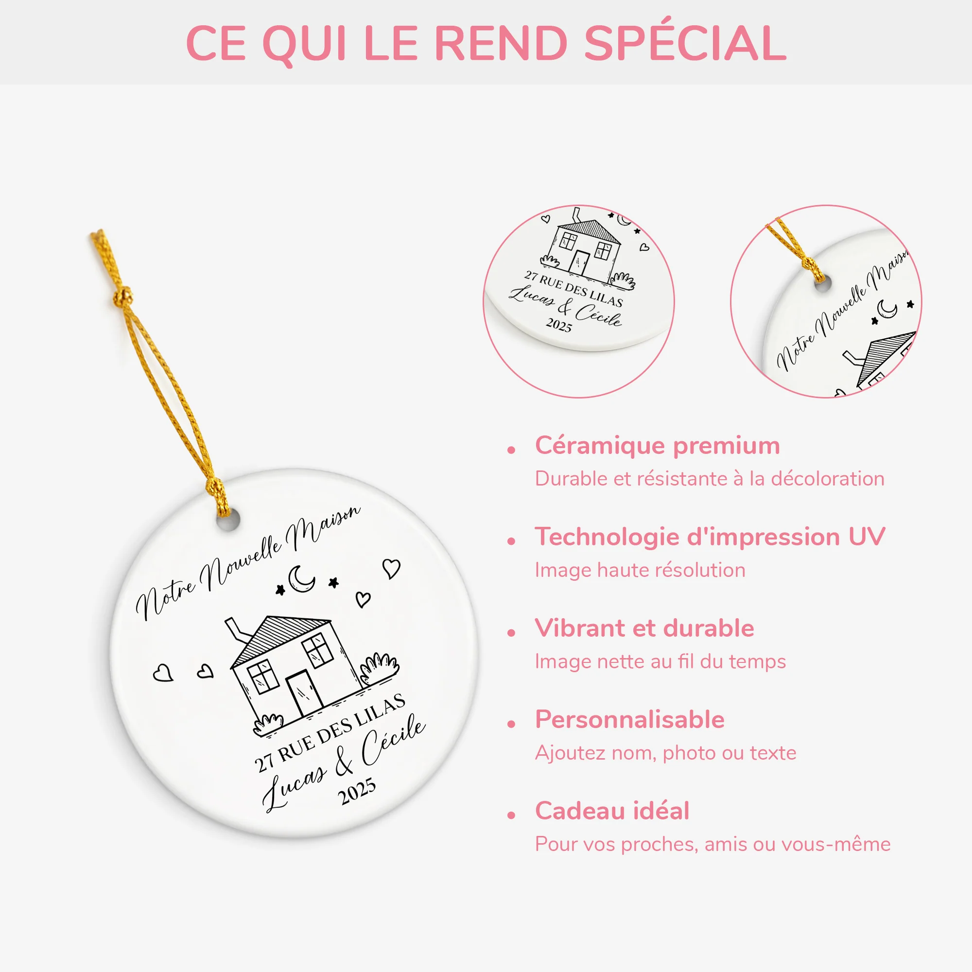 Ornement Céramique Personnalisé Famille - Notre Nouvelle Maison - Image 4