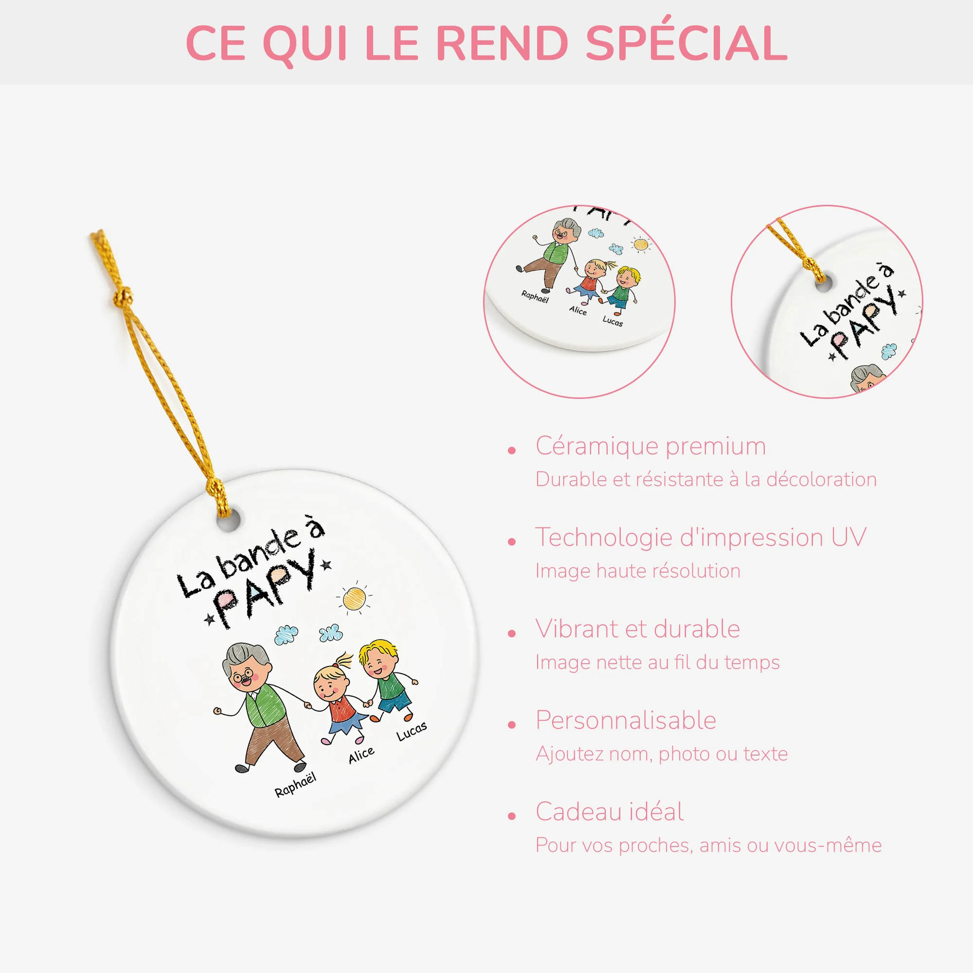 Ornement Céramique Personnalisé Homme - La Bande À Papy Dessin Crayon - Image 4