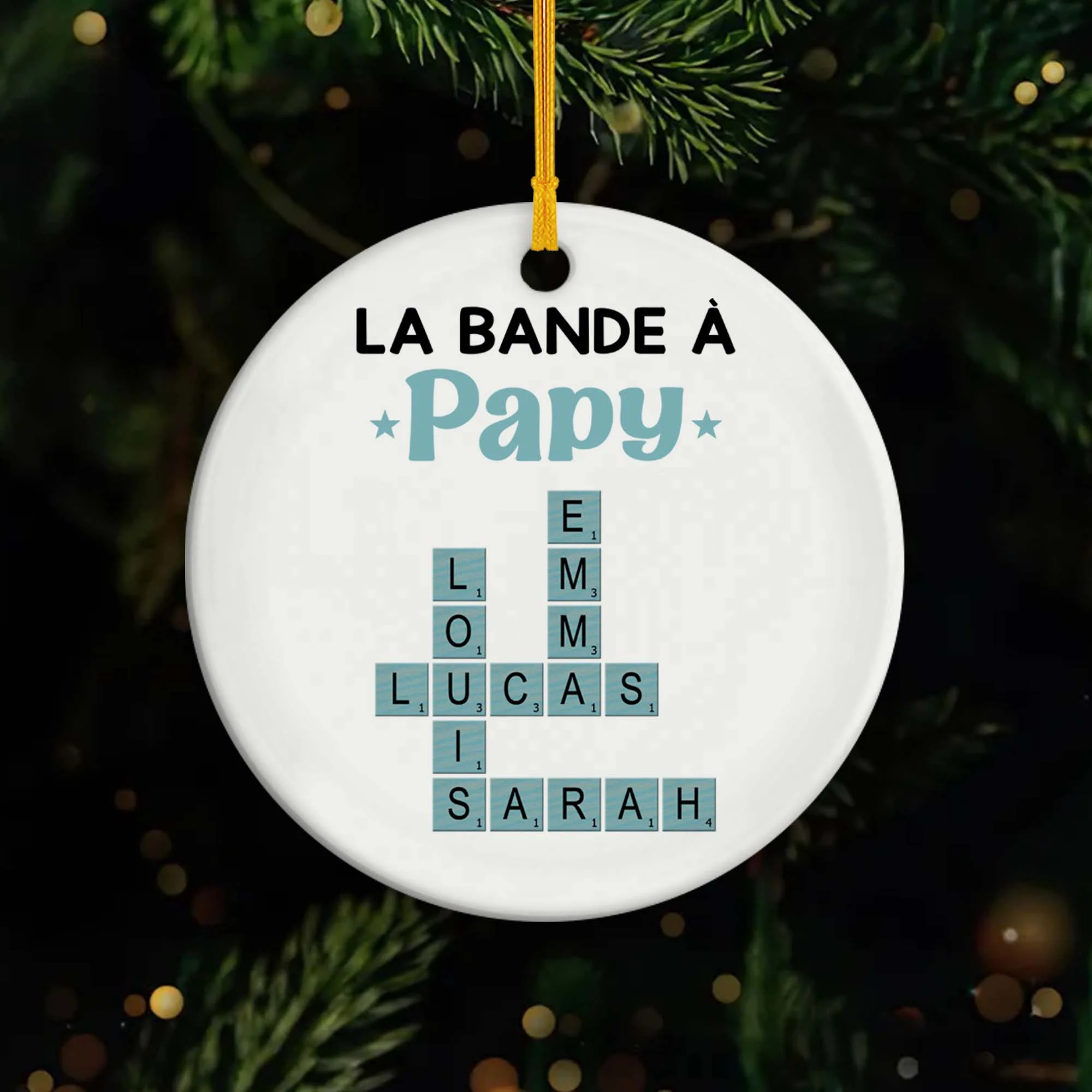 Ornement Céramique Personnalisé - La Bande À Papy - Cadeau Mots Croisés