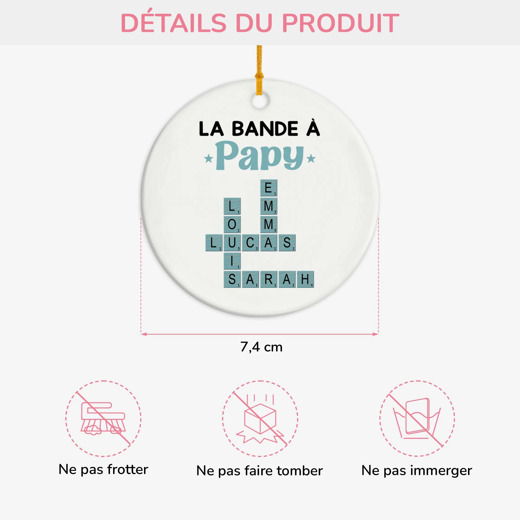 Ornement Céramique Personnalisé - La Bande À Papy - Cadeau Mots Croisés - Image 3