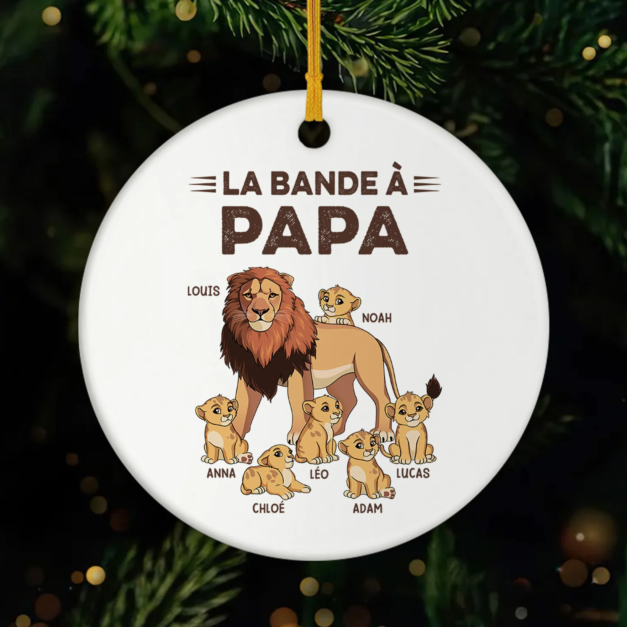 Ornement Céramique Personnalisé - La Bande À Papy Lion