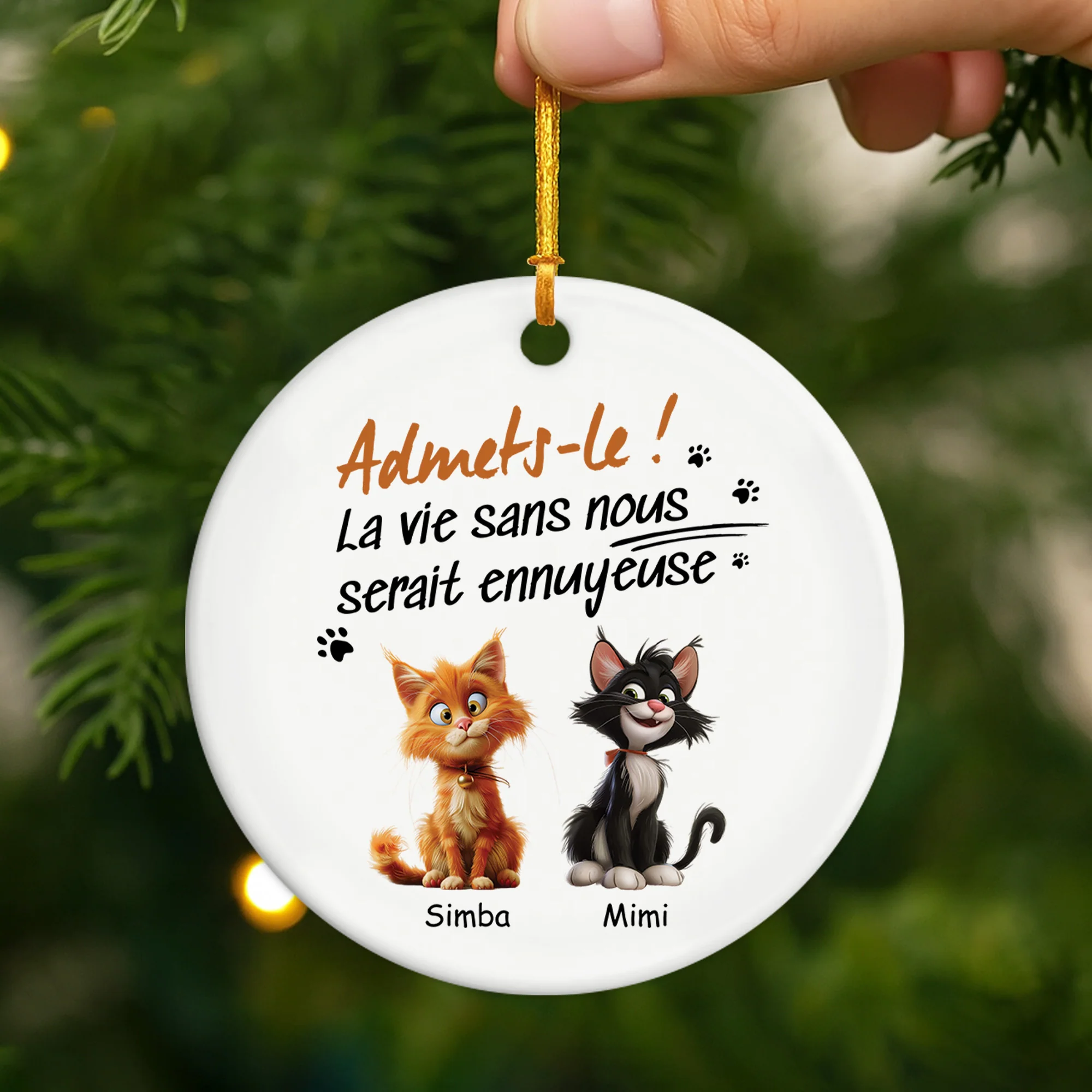 Ornement Céramique Personnalisé - La Vie Sans Chat Serait Ennuyeuse - Image 2