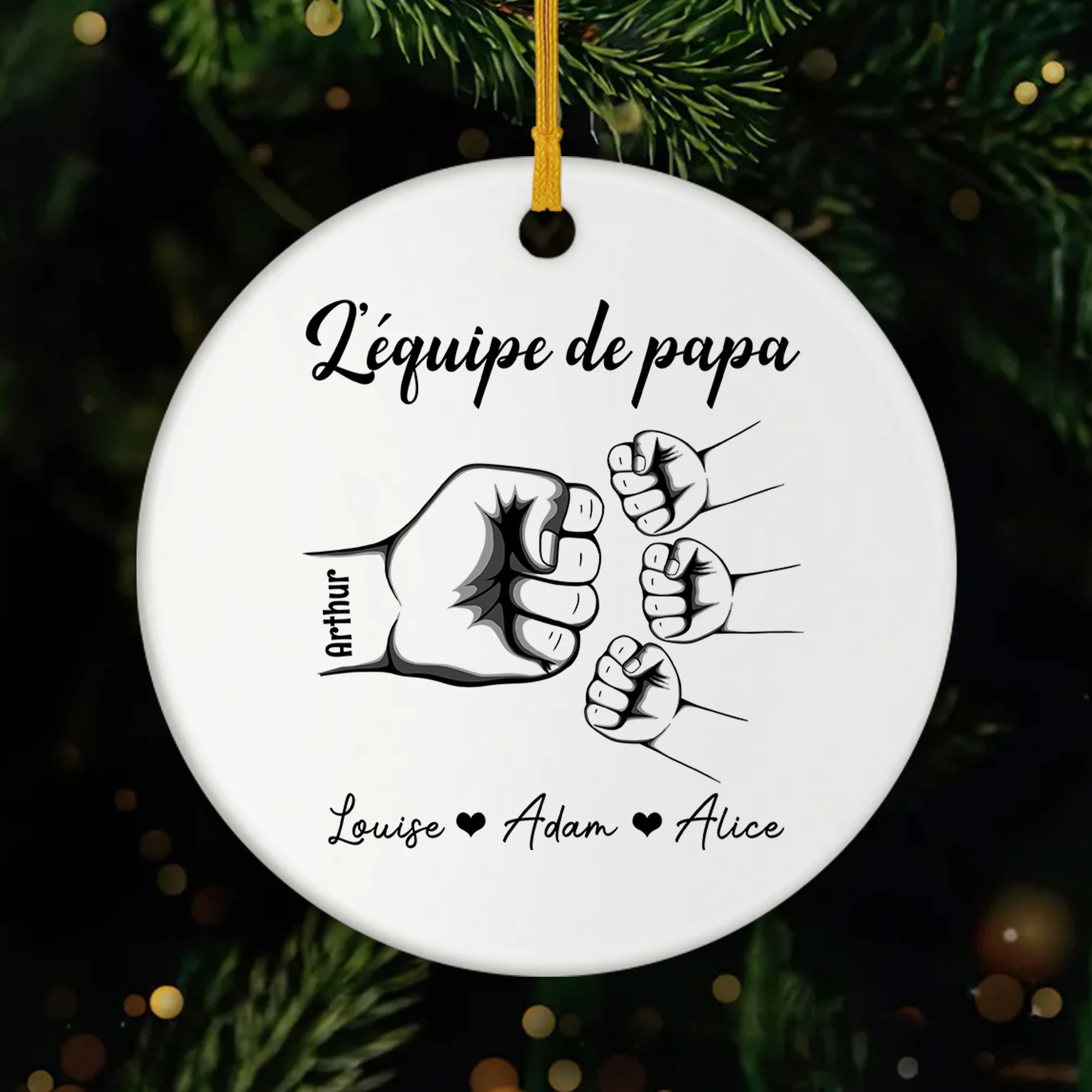 Ornement Céramique Personnalisé - L'Équipe De Papa