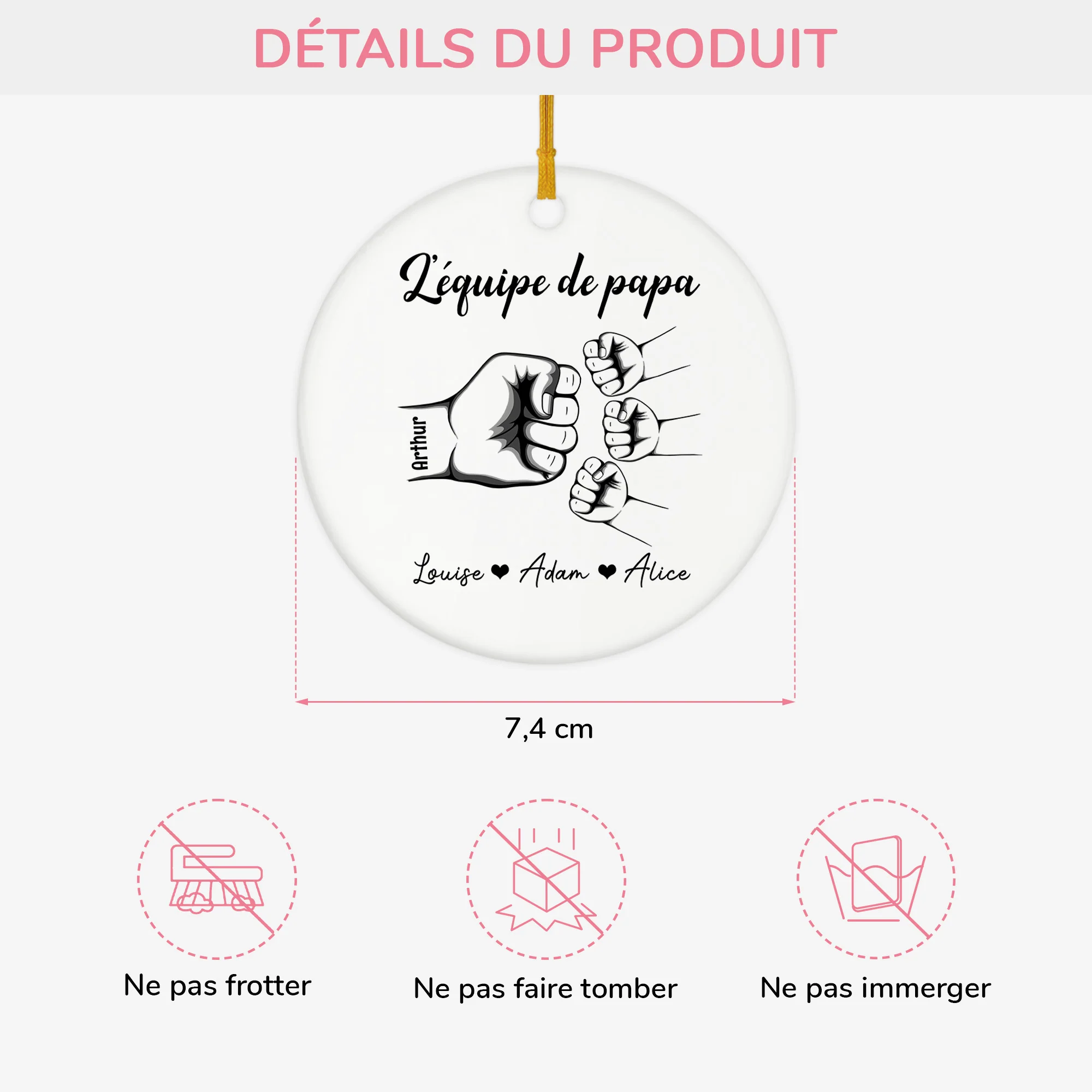 Ornement Céramique Personnalisé - L'Équipe De Papa - Image 3