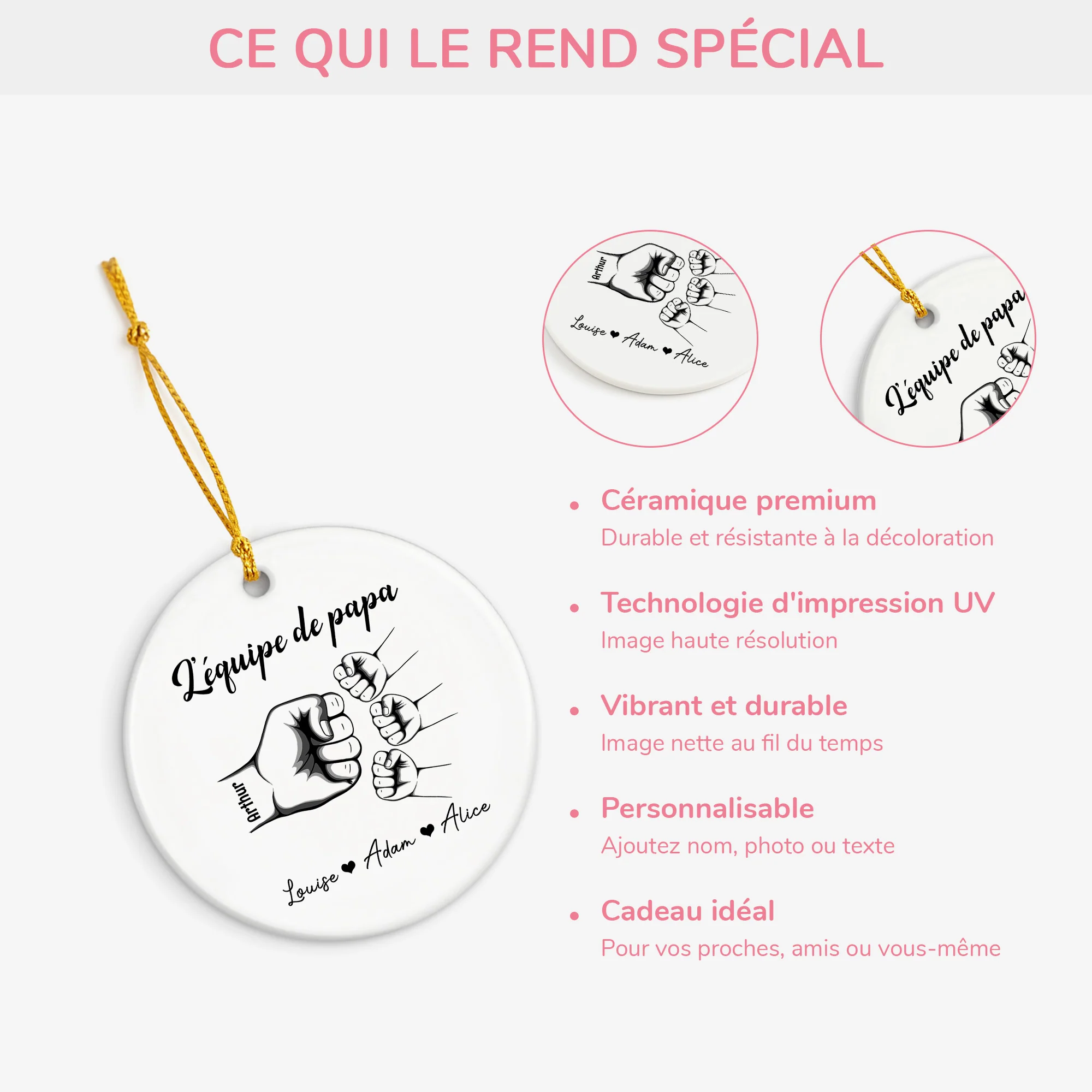 Ornement Céramique Personnalisé - L'Équipe De Papa - Image 4