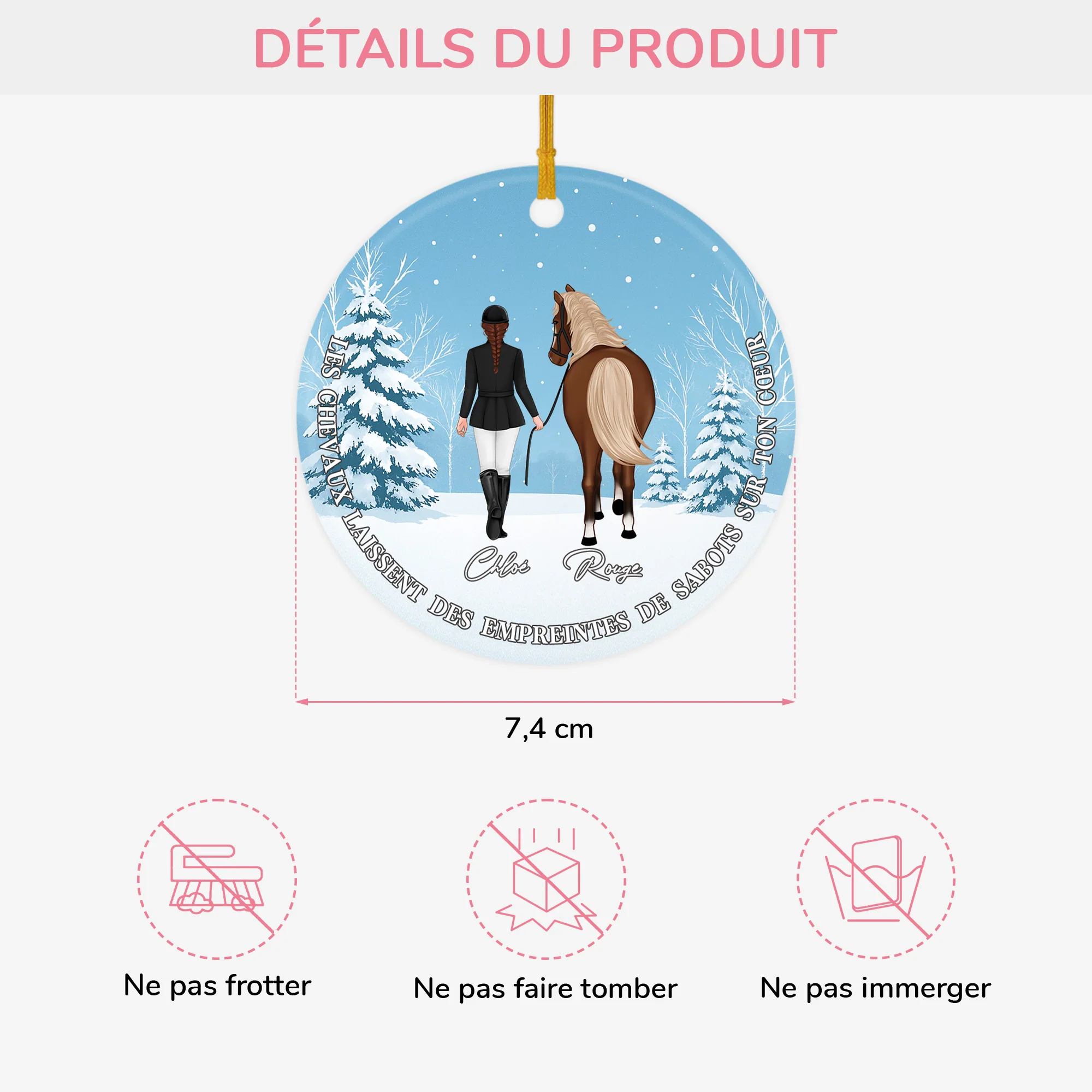 Ornement Céramique Personnalisé - Les Chevaux Laissent Des Empreintes De Sabots Sur Ton Cœur - Image 3