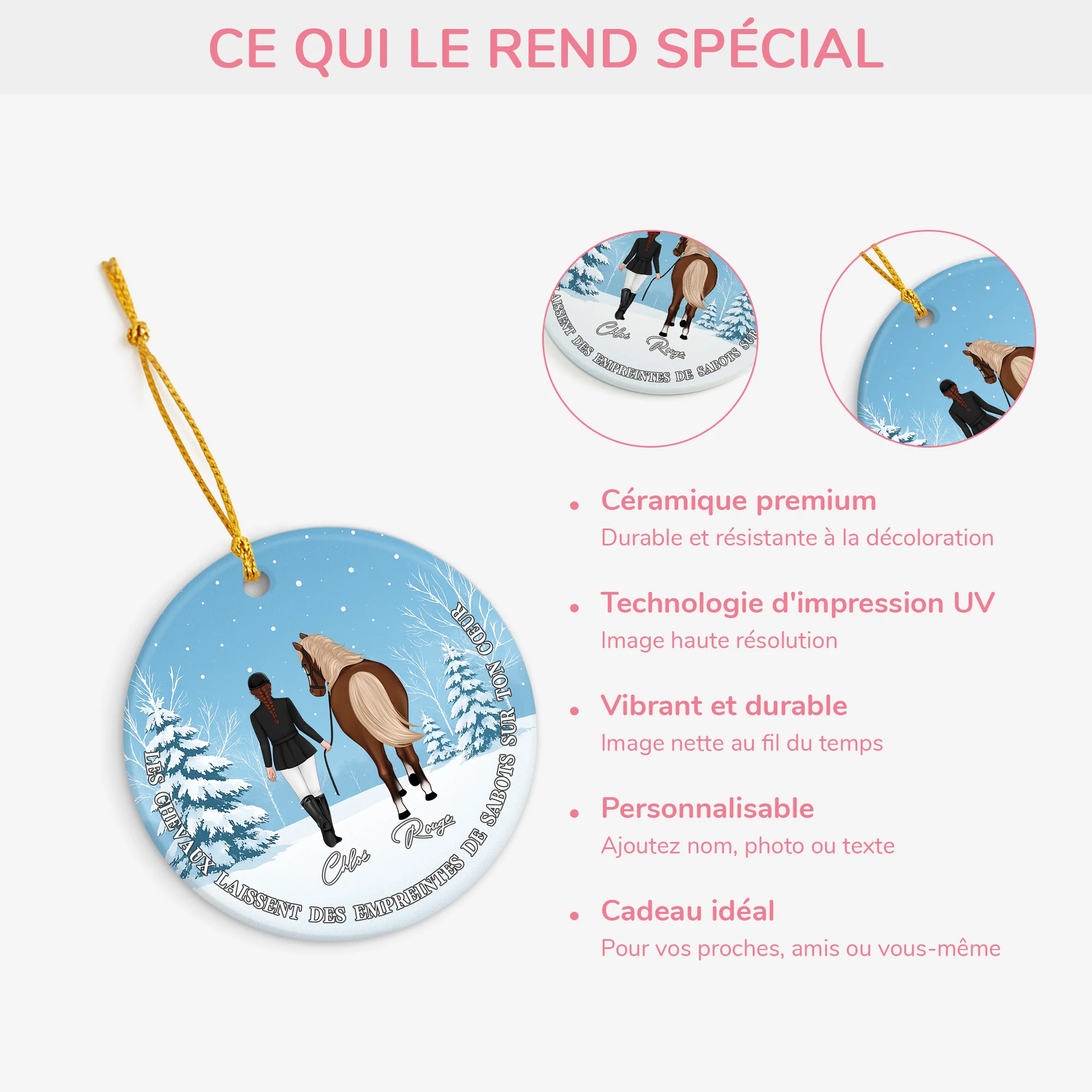 Ornement Céramique Personnalisé - Les Chevaux Laissent Des Empreintes De Sabots Sur Ton Cœur - Image 4