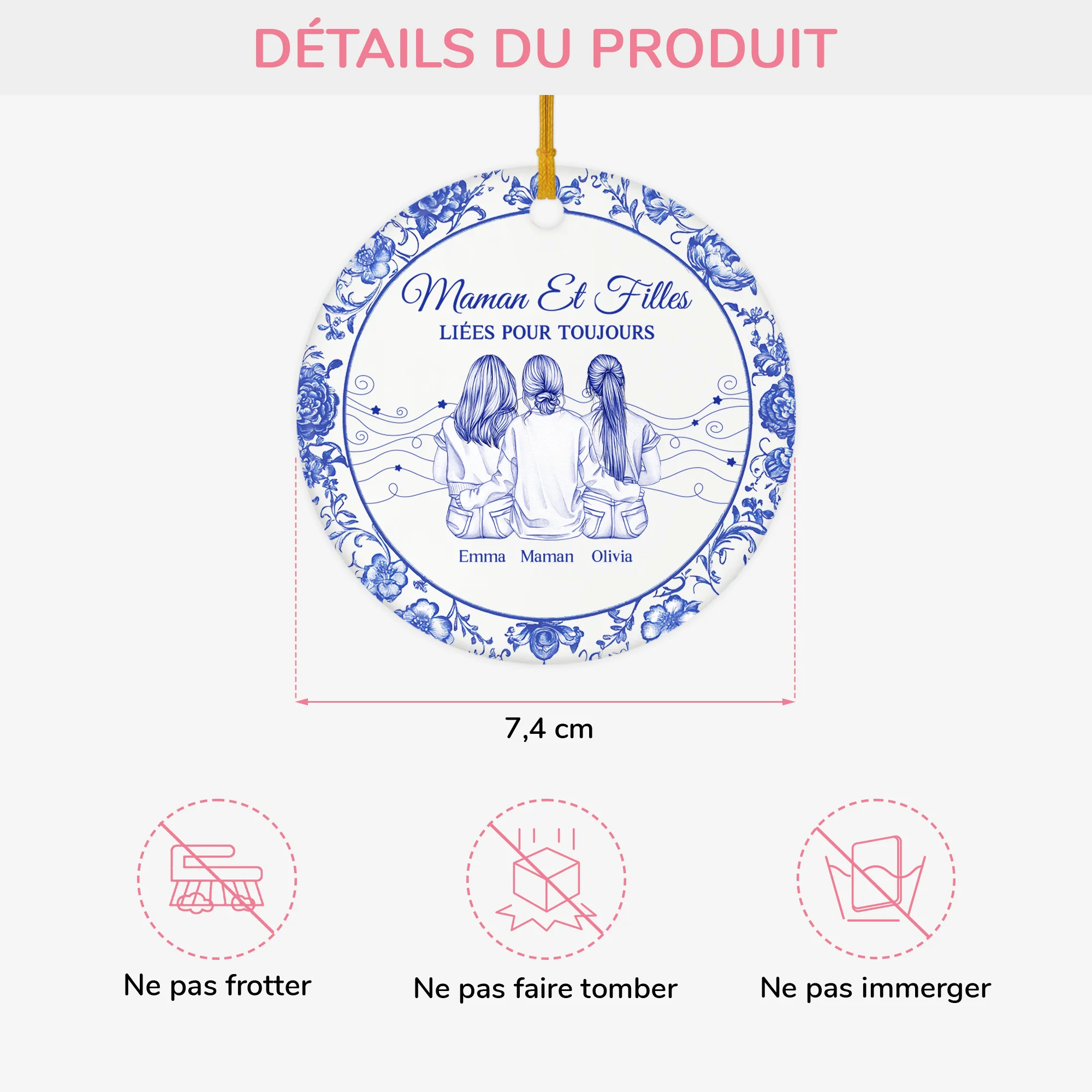 Ornement Céramique Personnalisé - Maman Et Fille Liées Pour Toujours - Image 3