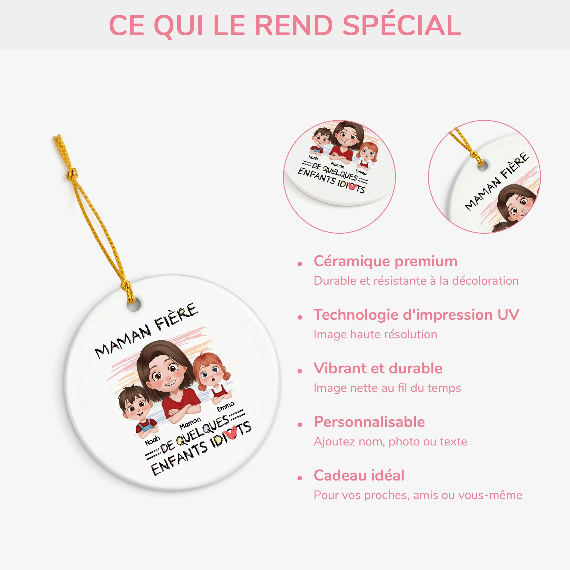 Ornement Céramique Personnalisé - Maman Fière - Image 4
