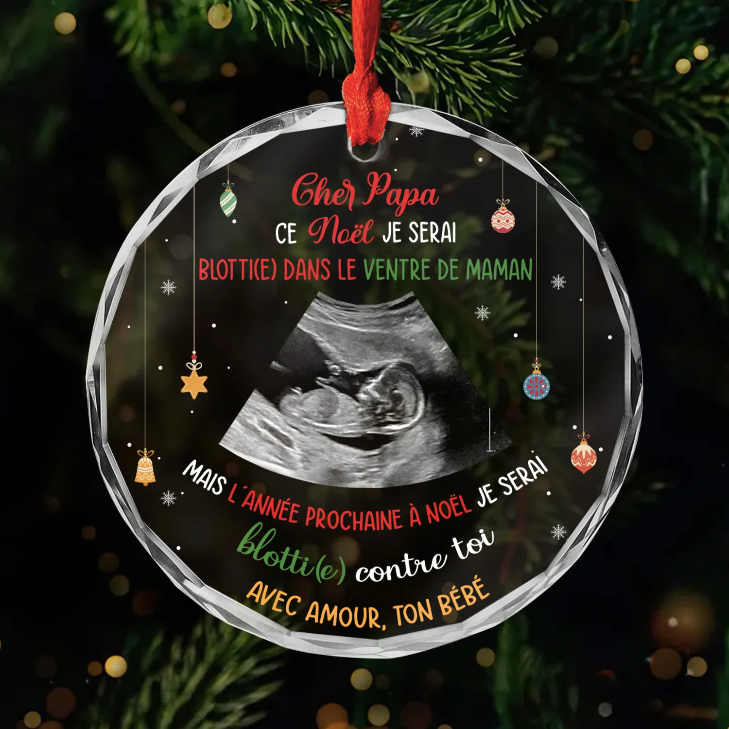 Ornement En Verre Personnalisé Noël Photo - Cher Papa De Bébé