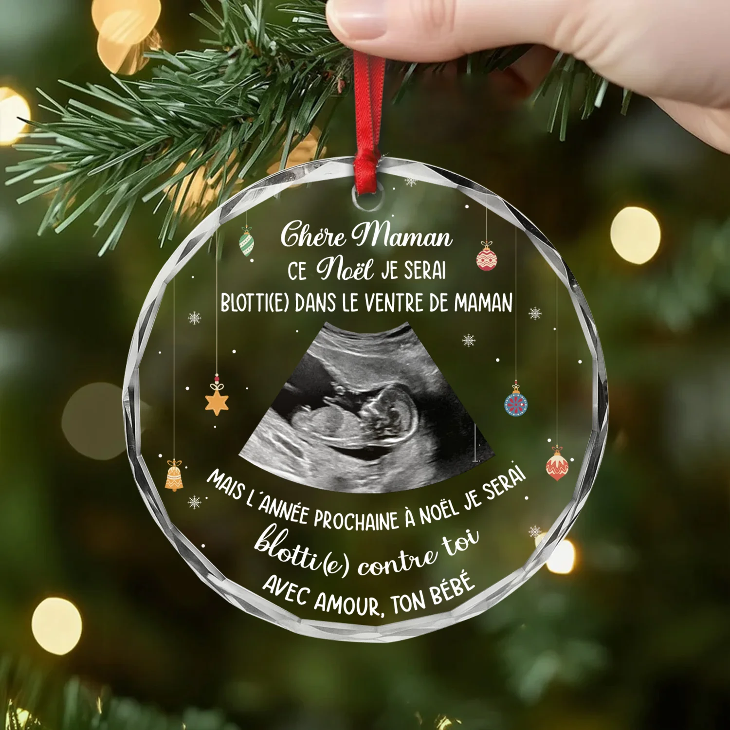 Ornement En Verre Personnalisé Noël Photo - Cher Papa De Bébé - Image 2