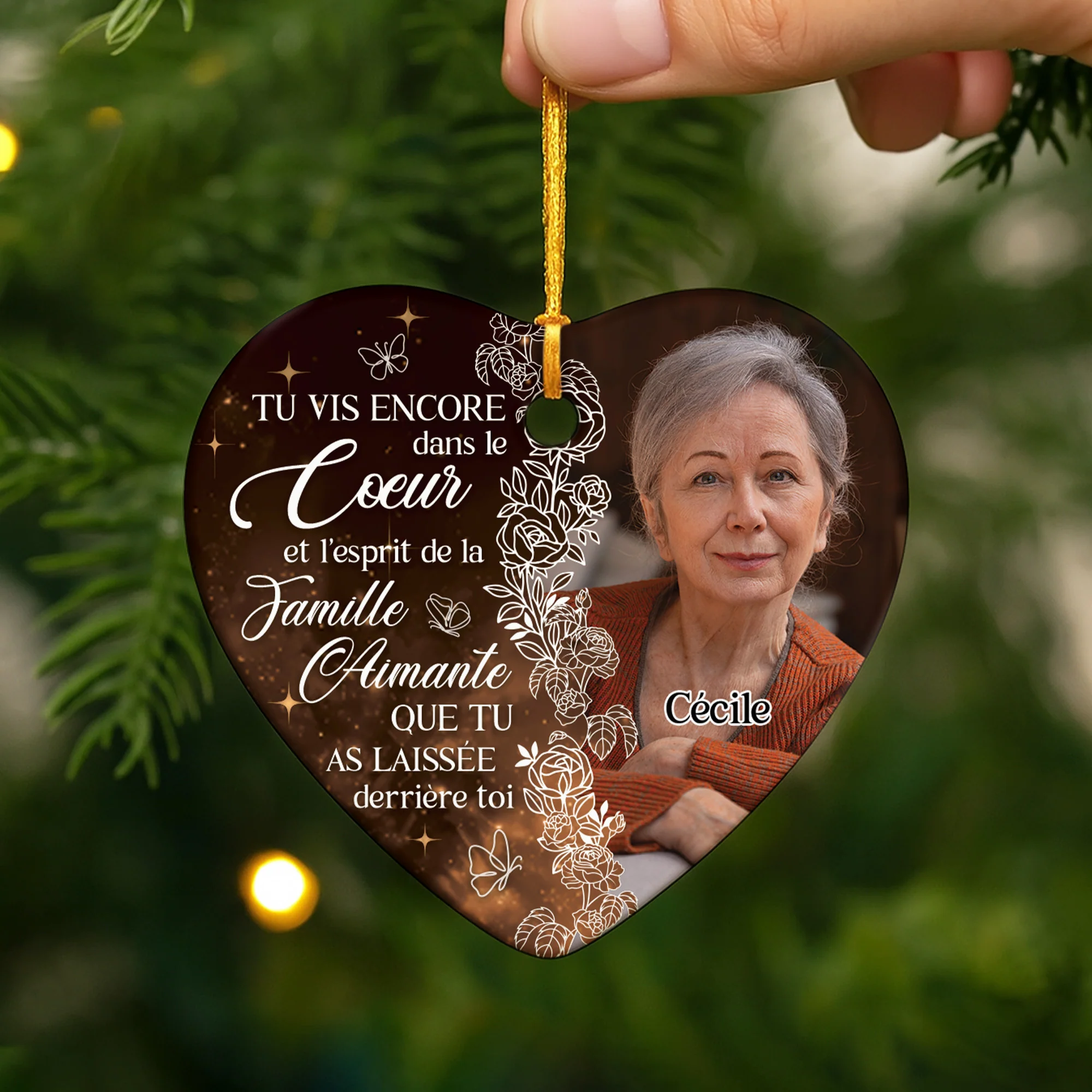 Ornement Céramique Personnalisé Photo - Cadeau Commémoratif Pour Perte De Papa - Tu Vis Encore - Image 2