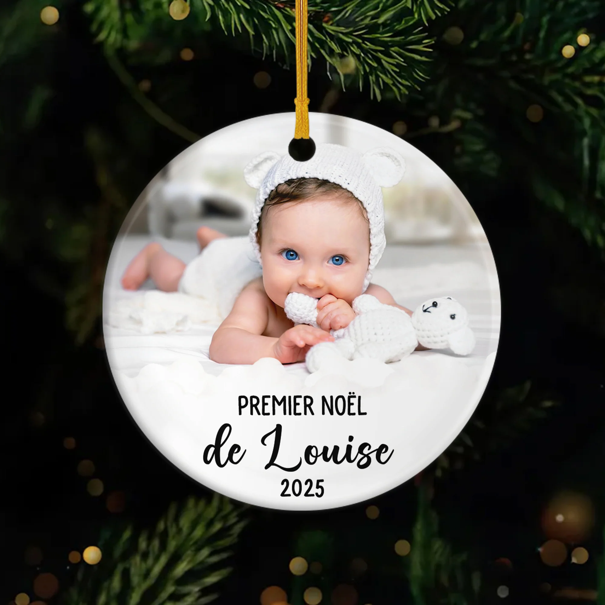 Ornement Céramique Personnalisé Photo - Premier Noël de Bébé