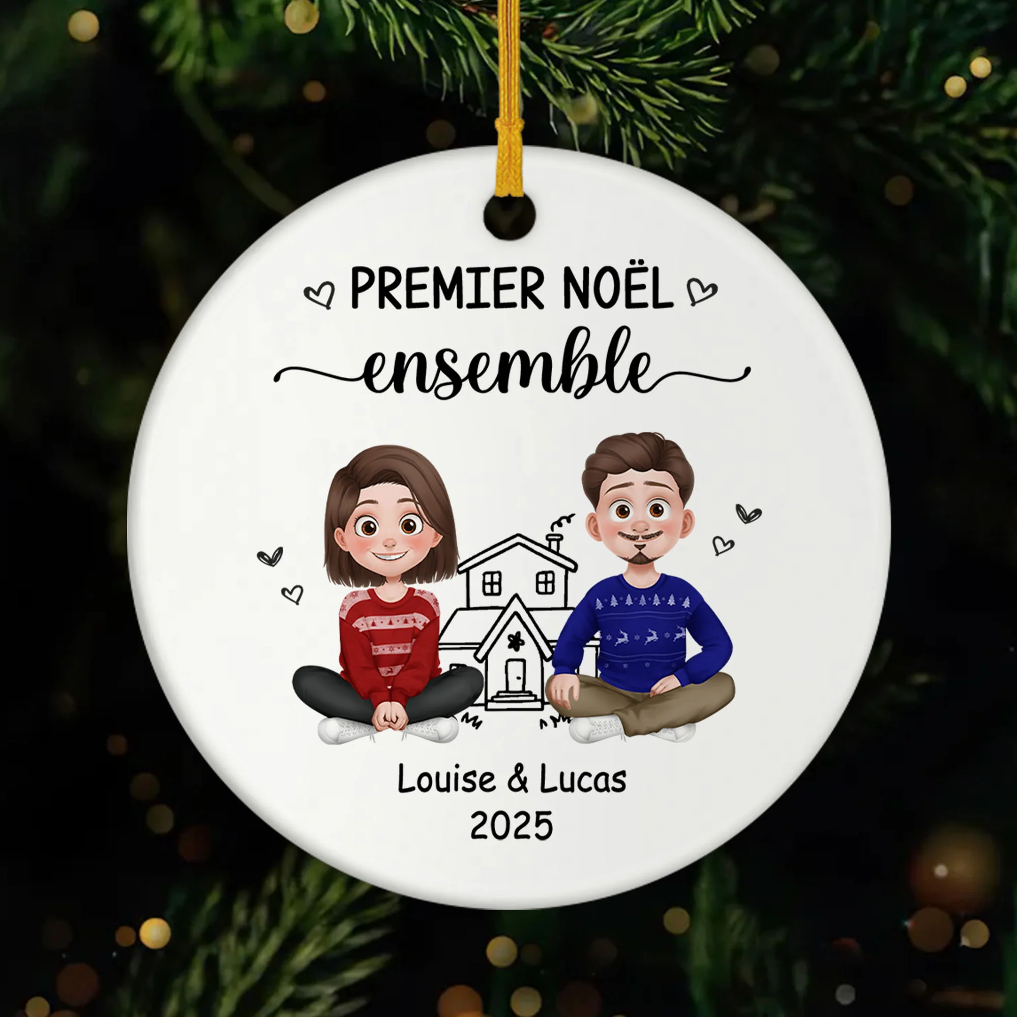 Ornement Céramique Personnalisé Pour Couple - Premier Noël Ensemble
