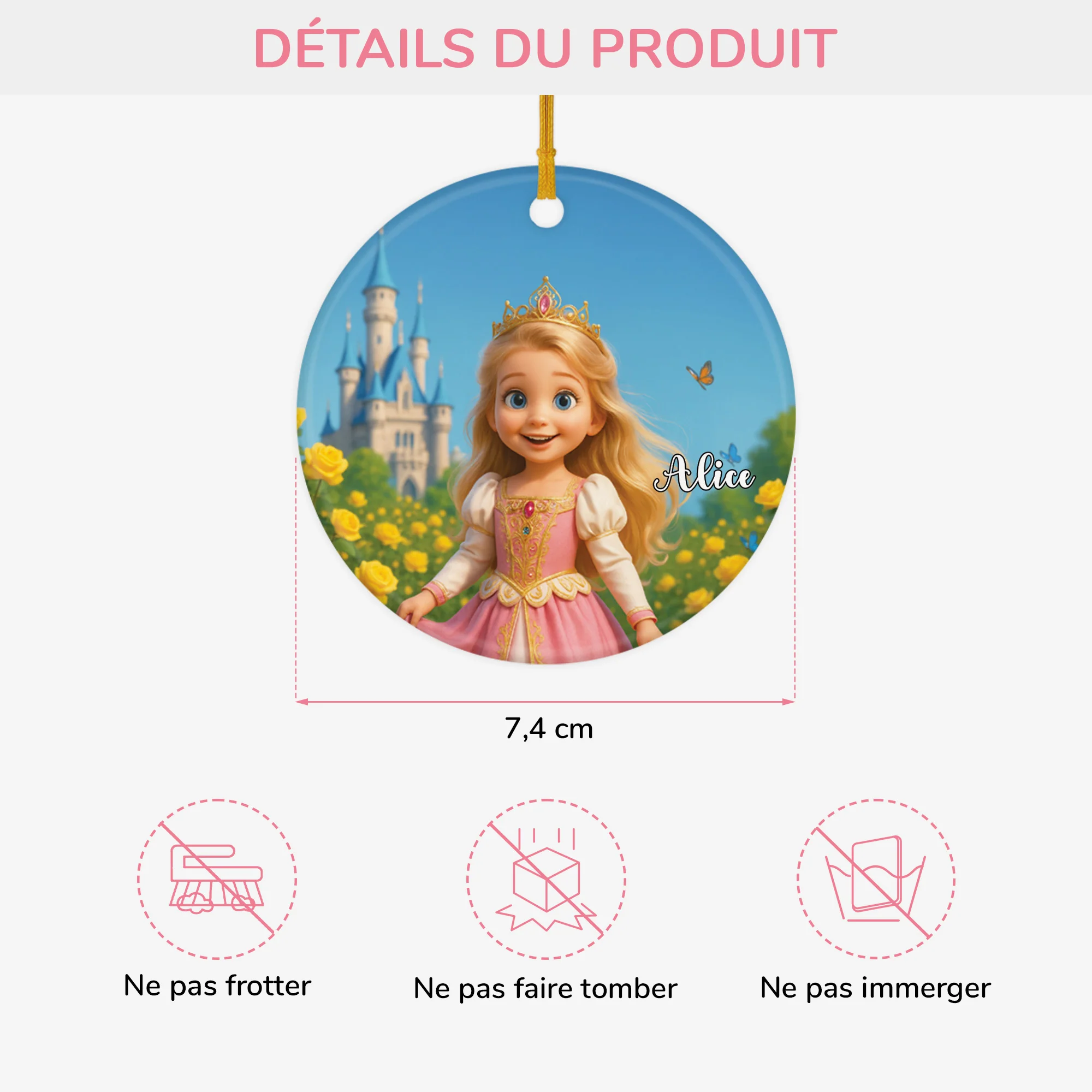 Ornement Céramique Personnalisé Pour Enfant Avec Photo - Ma Petite Princesse - Image 3
