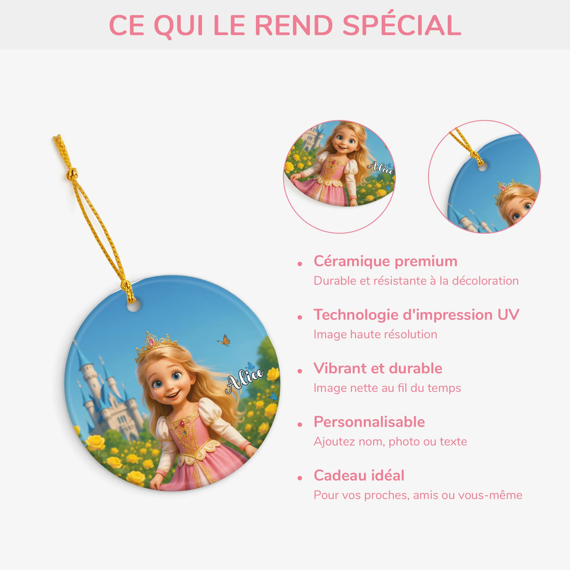Ornement Céramique Personnalisé Pour Enfant Avec Photo - Ma Petite Princesse - Image 4