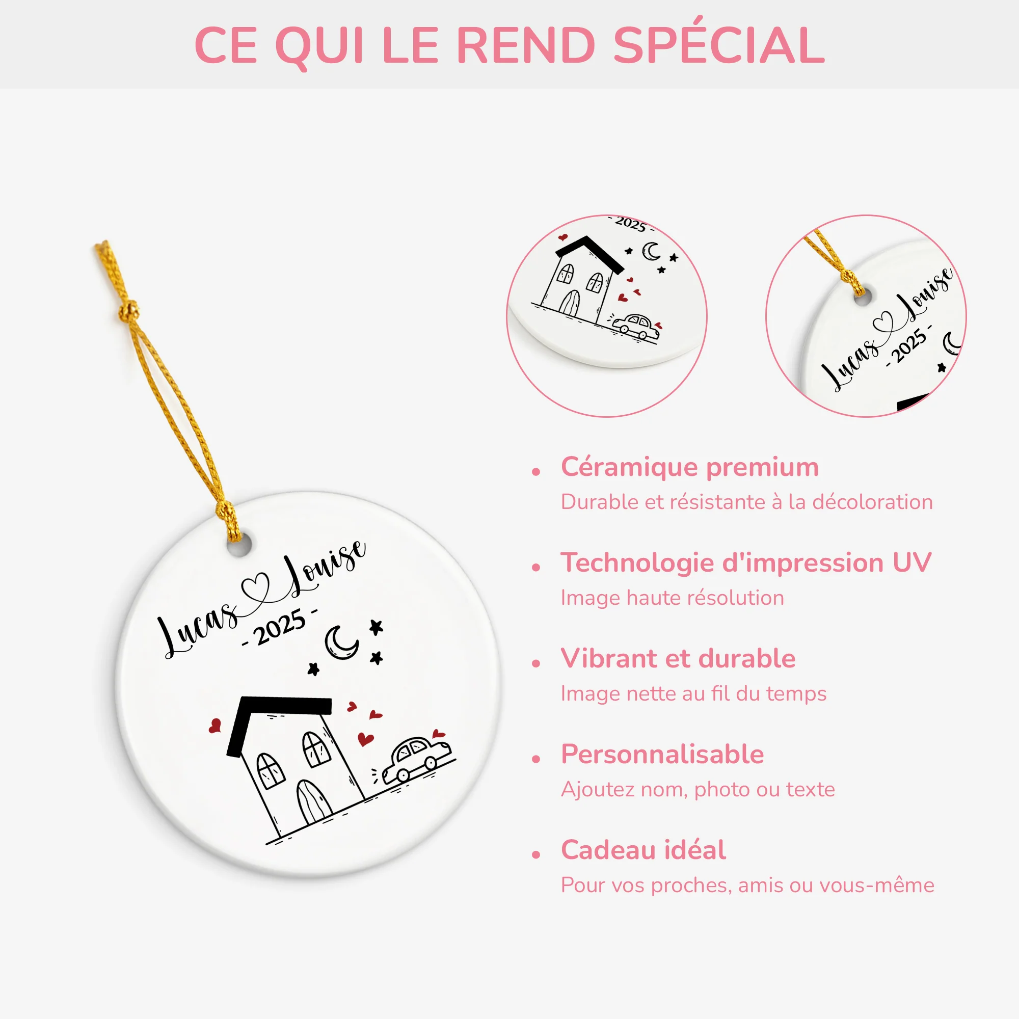 Ornement Céramique Personnalisé Pour Famille - Notre Maison - Image 4