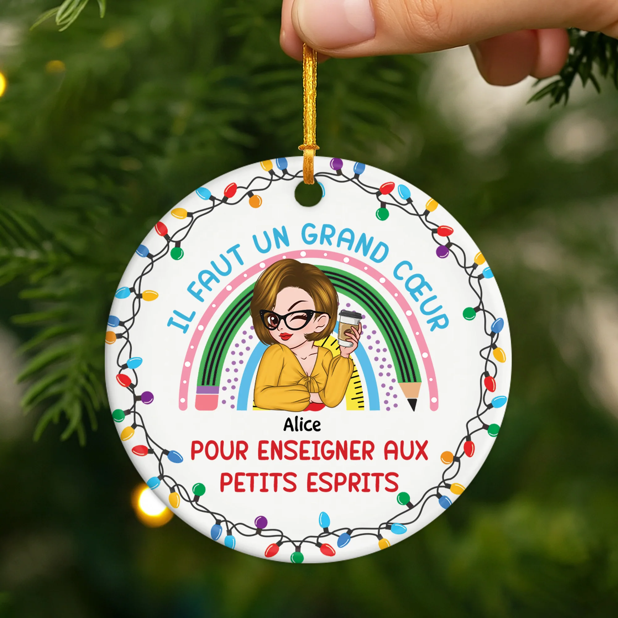 Ornement Céramique Personnalisé Pour Femme - Il Faut Un Grand Cœur Pour Enseigner Aux Petits Esprits - Image 2