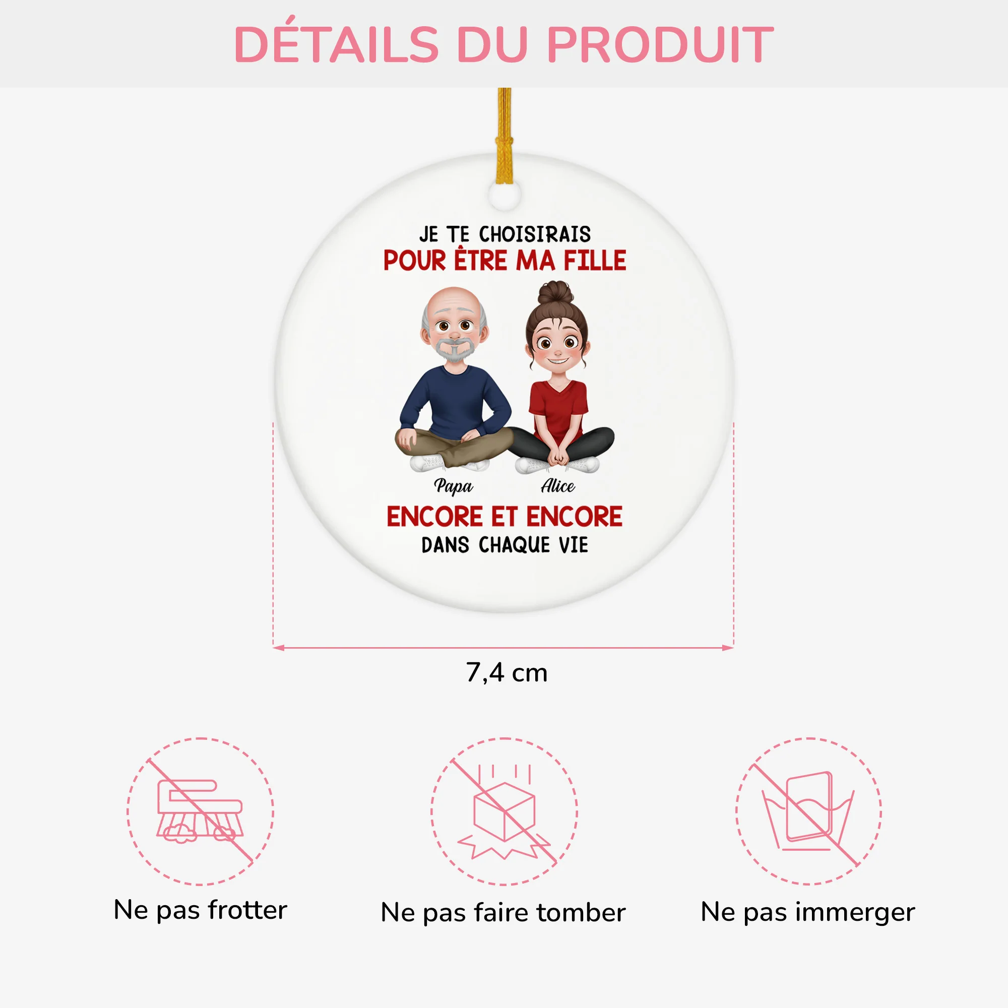 Ornement Céramique Personnalisé Pour Fille Et Fils - Je Te Choisirais Pour Être Ma Fille - Image 3
