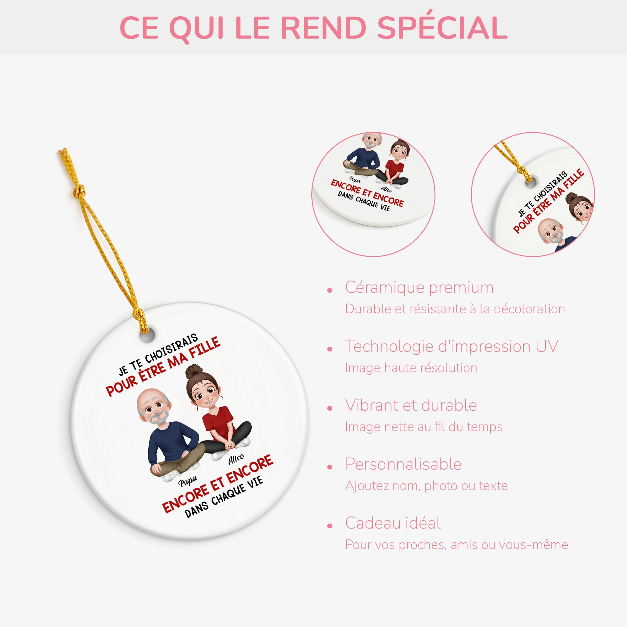 Ornement Céramique Personnalisé Pour Fille Et Fils - Je Te Choisirais Pour Être Ma Fille - Image 4