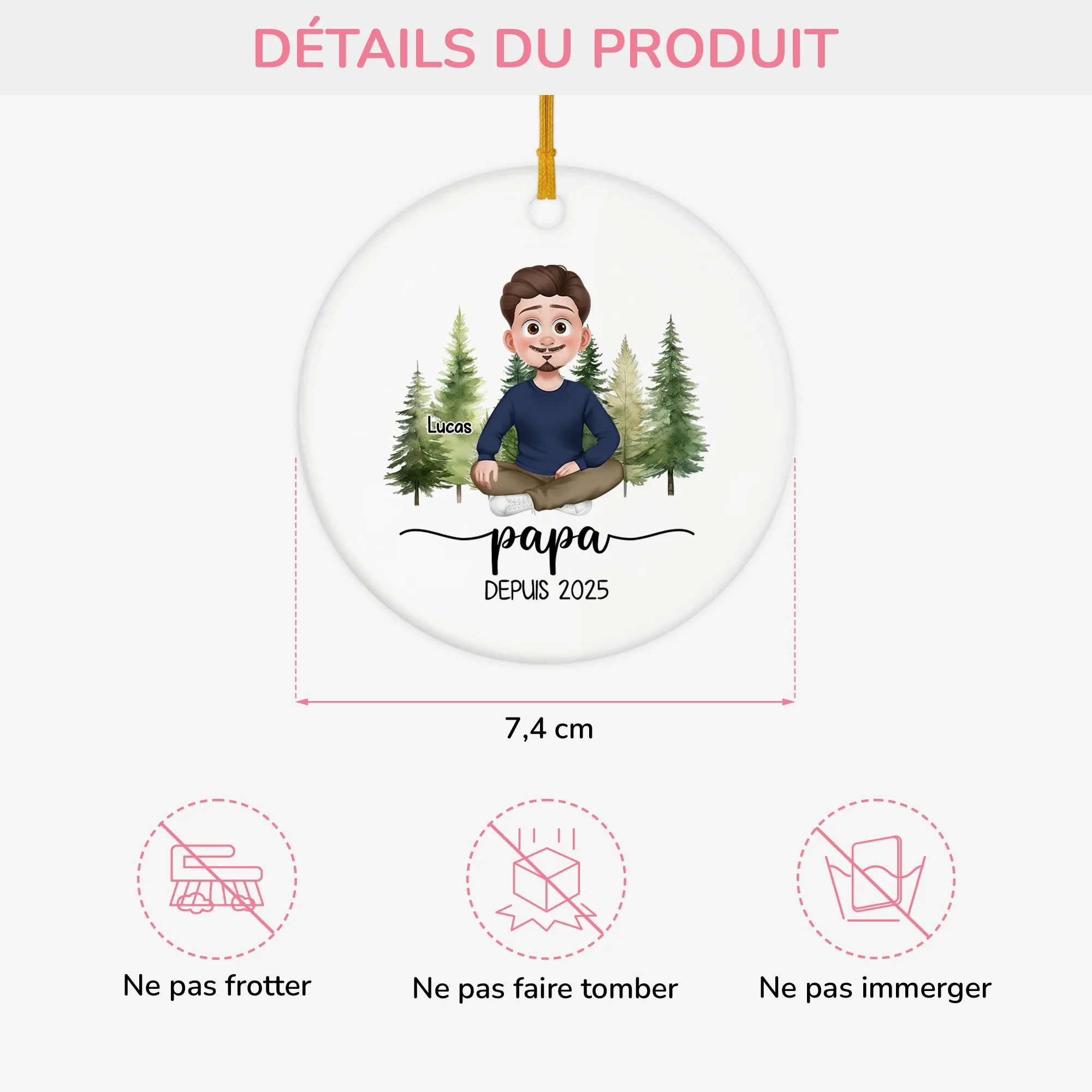 Ornement Céramique Personnalisé Pour Papa Et Maman - Maman Avec Fleur - Image 3