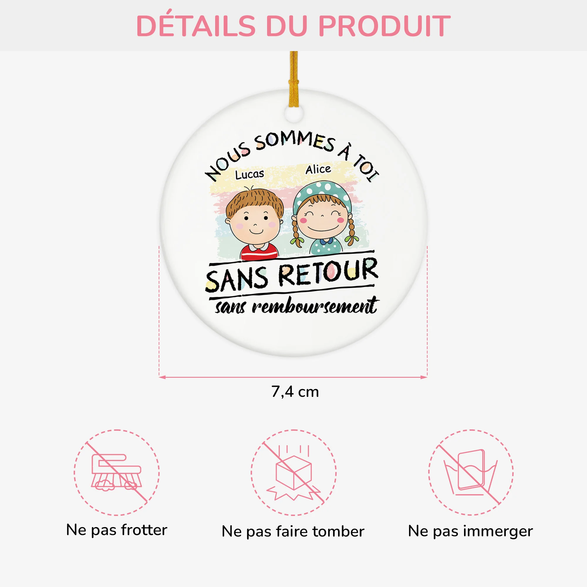 Ornement Céramique Personnalisé Pour Papa Maman - Nous Sommes À Toi - Image 3